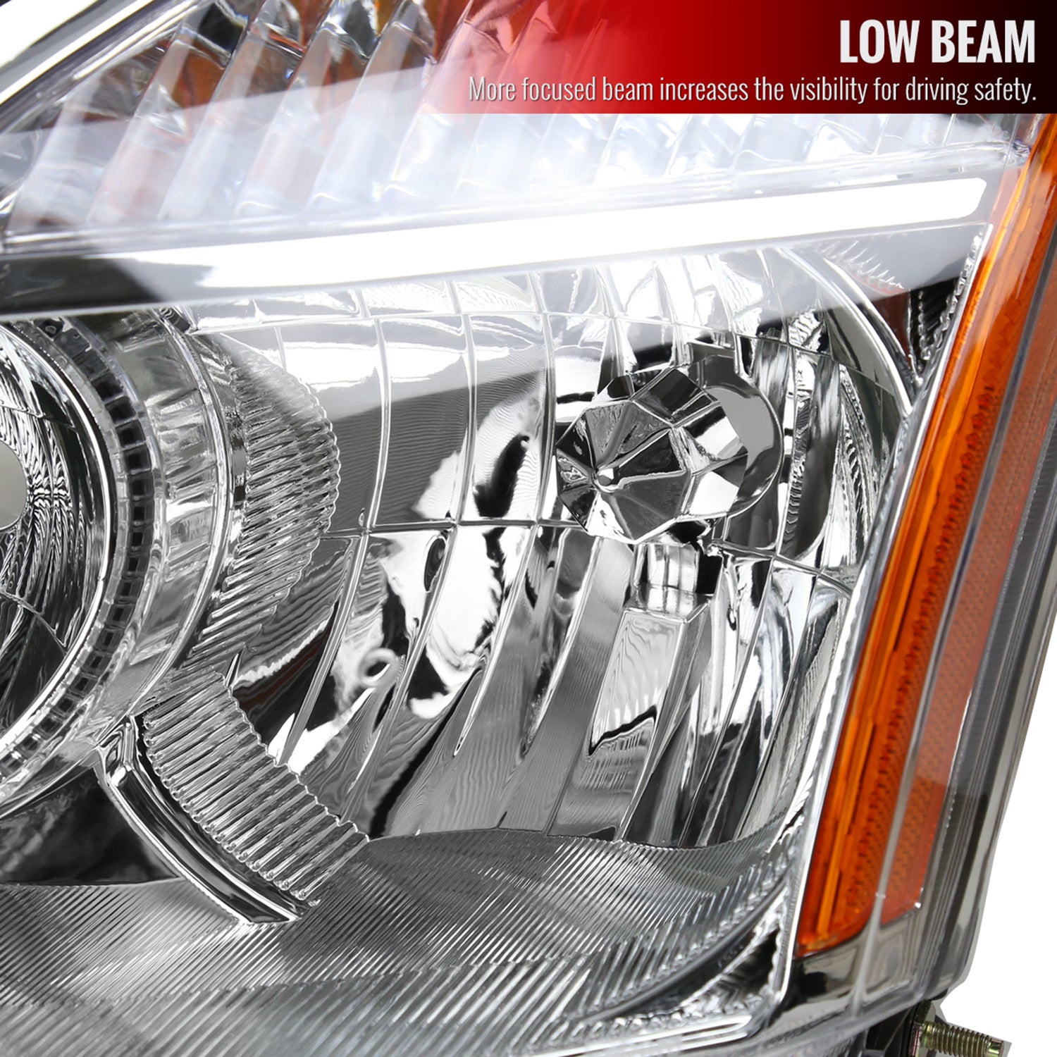 2008-2013 Nissan Rogue/ 14-2015 Rogue Select Headlights Amber Reflectors Chrome