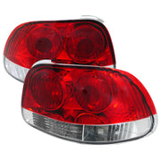 1993-1997 Honda Del Sol Tail Lights Chrome Housing/Red Clear Lens