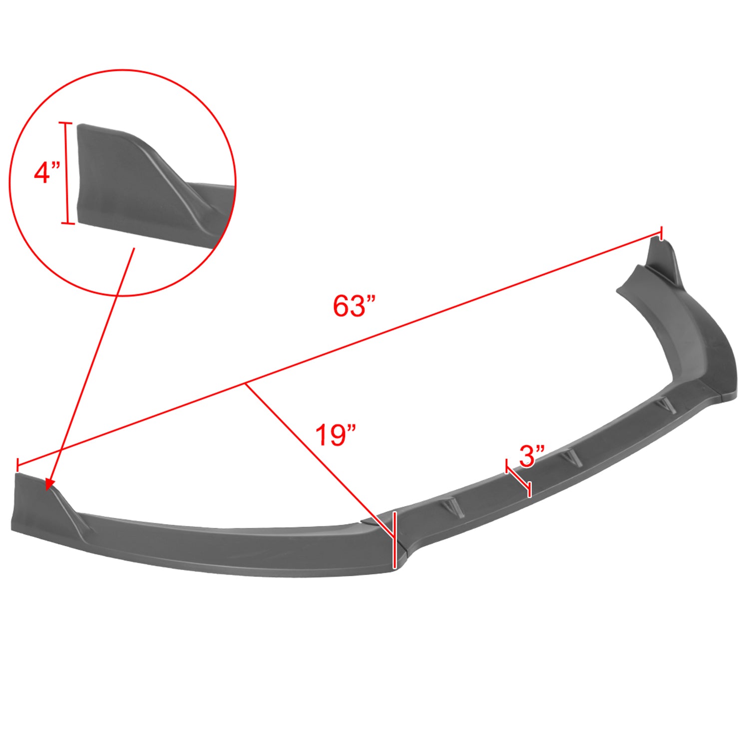 2014-2019 Ford Fiesta Matte Black 3Pcs Front Bumper Lip Splitter Kit