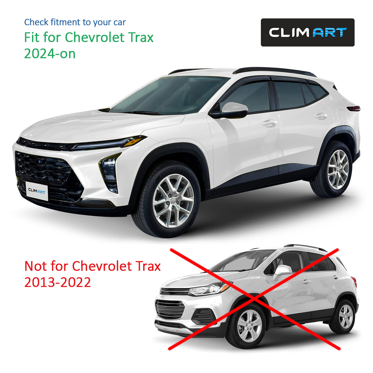 Clim Art Wind Deflectors for Chevrolet Trax 2024-2026 Tape-On Dark Smoke 6Pcs