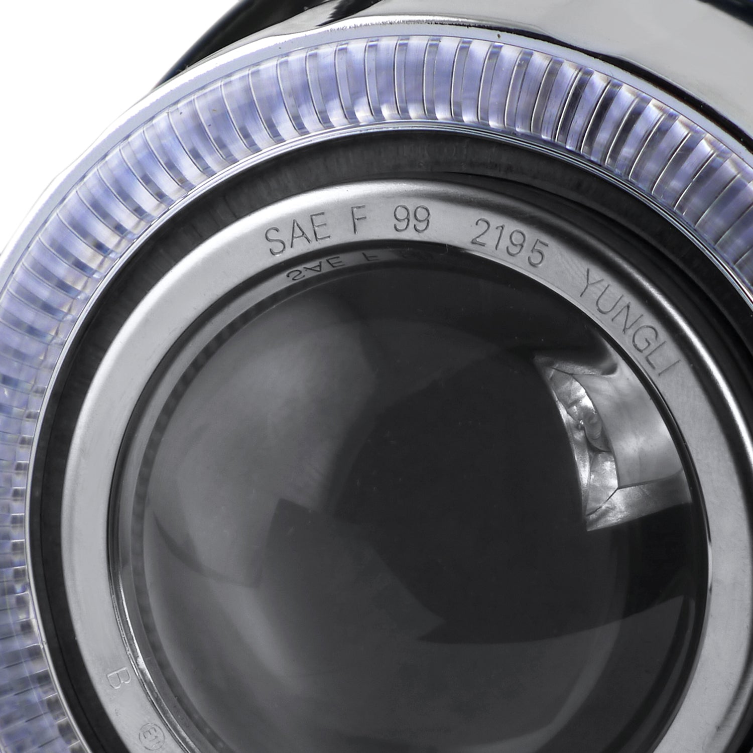 Universal 12V/55W H7 Projector Fog Lights Kit w/ RGB LED Halo Rim Chrome/Clear