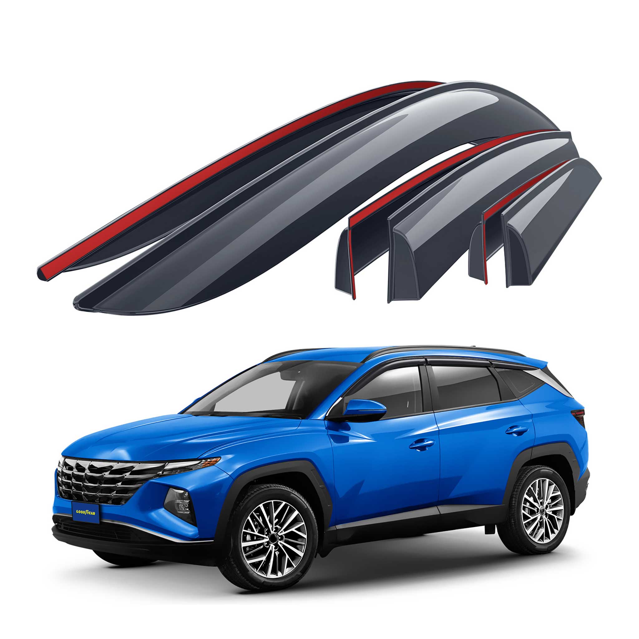 Goodyear Wind Deflectors for Hyundai Tucson 2022-2026 Tape-On Premium Smoke 6Pcs