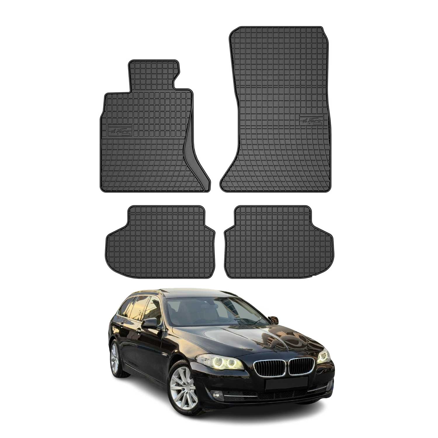 2010-2013 BMW 5 Series F11 Wagon Floor Mats Liners Full Set All Weather Rubber Black