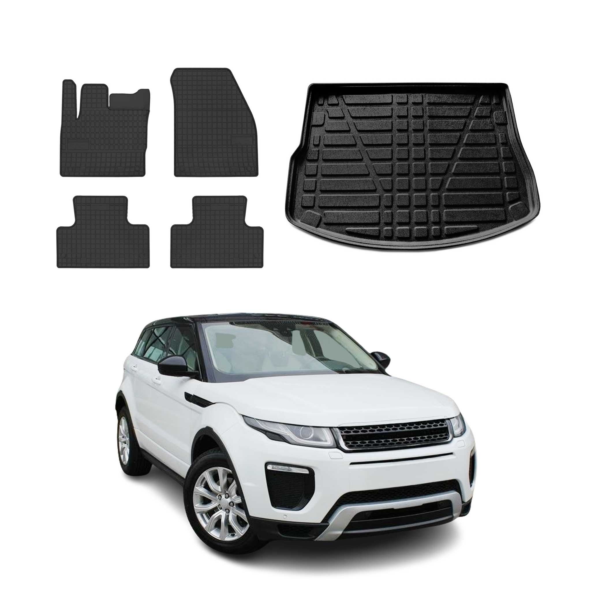 2012-2019 Land Rover Range Rover Evoque Floor Mats & Cargo Liner Full Set All Weather Black