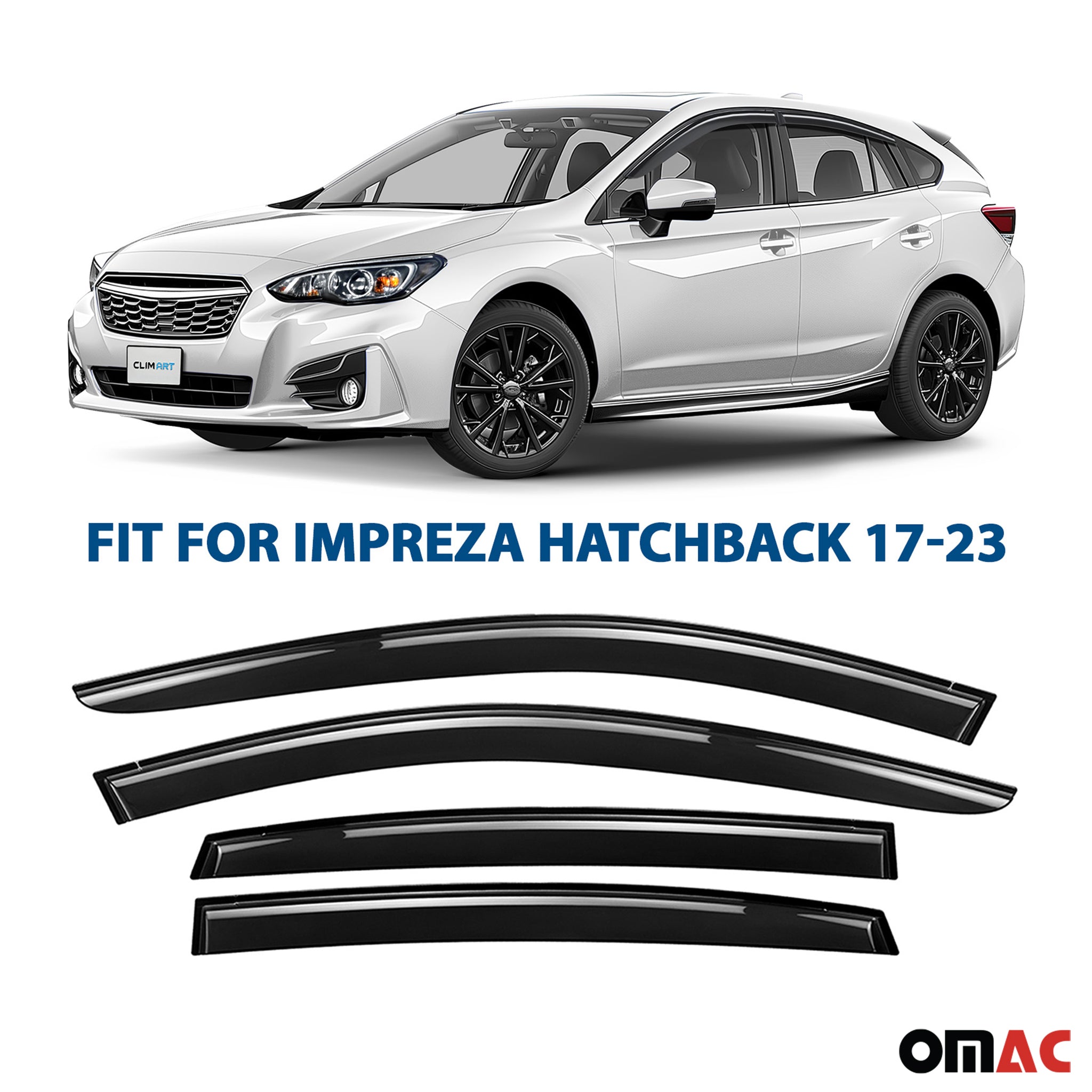 Clim Art Wind Deflectors for Subaru Impreza 2017-2023 Hatchback Smoke 4 Pcs