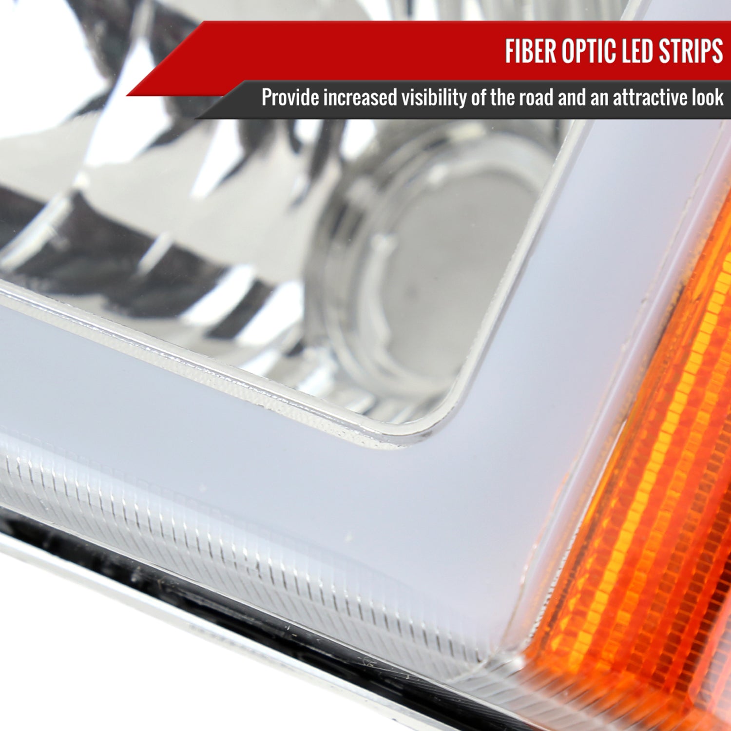 2002-2006 Chevy Avalanche/ Silverado LED Bar Headlights&Bumper Lights Chrome