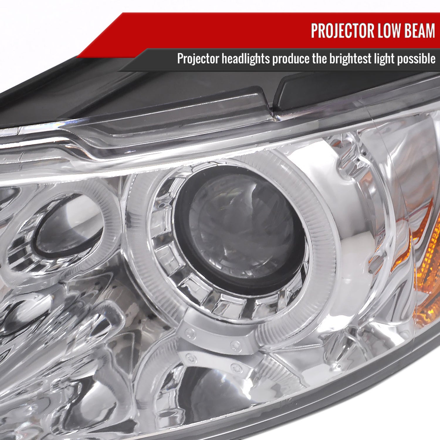 1997-2003 Pontiac Grand Prix Dual Halo Projector Headlights Chrome/Clear Lens