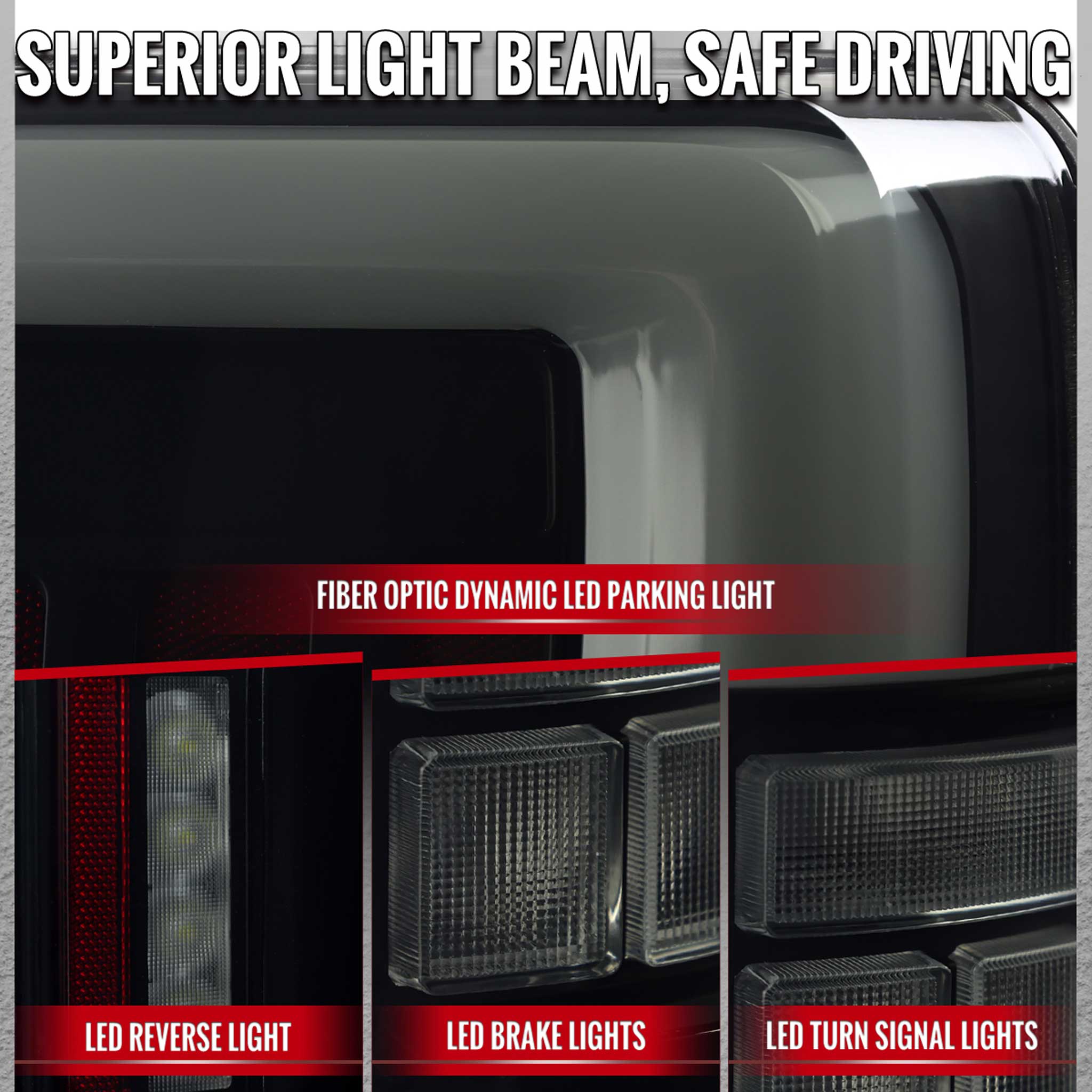 For Ford F-150 2021-2023 Ful LED Tail Light Black Housing Smoked Lens