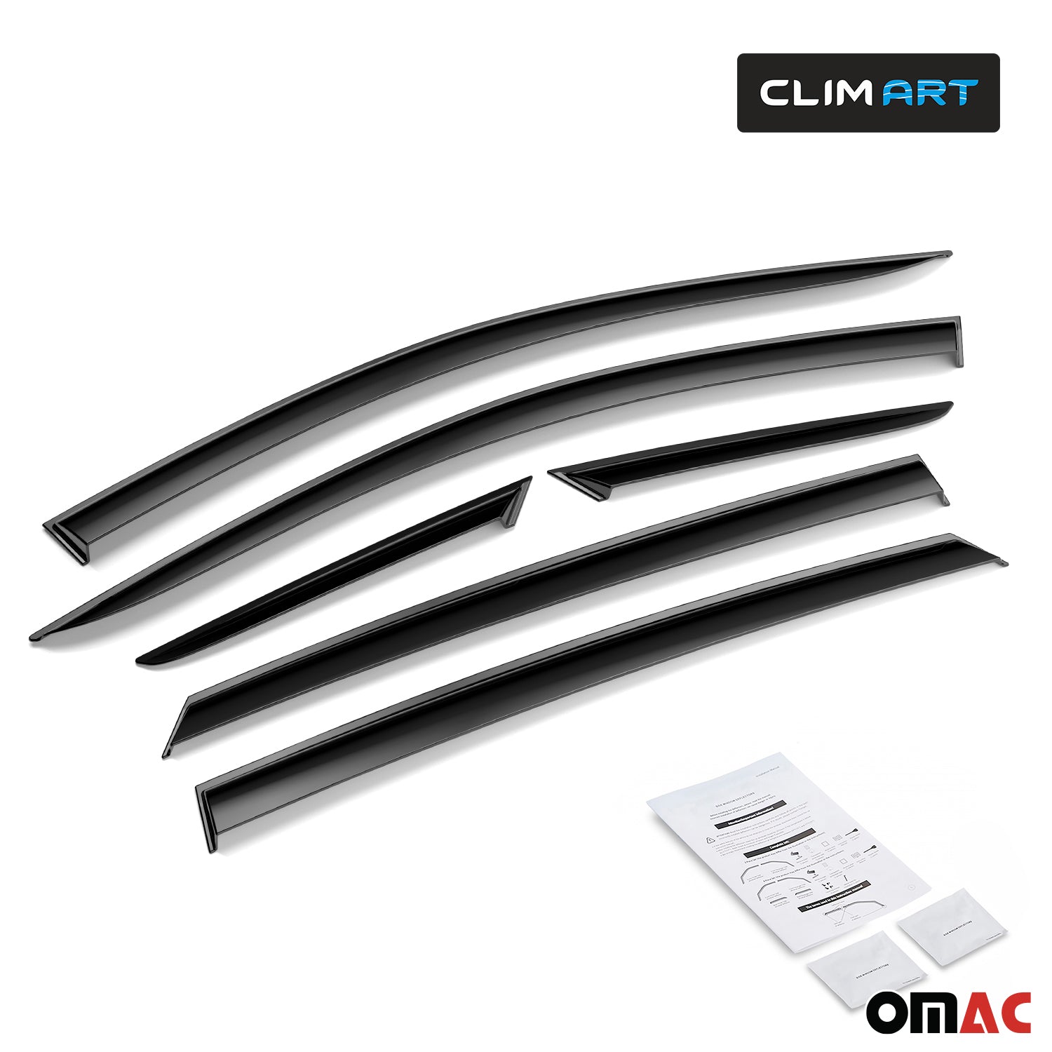 Clim Art Wind Deflectors for Toyota RAV4 2019-2025 Shatterproof Dark Smoke 6 Pcs