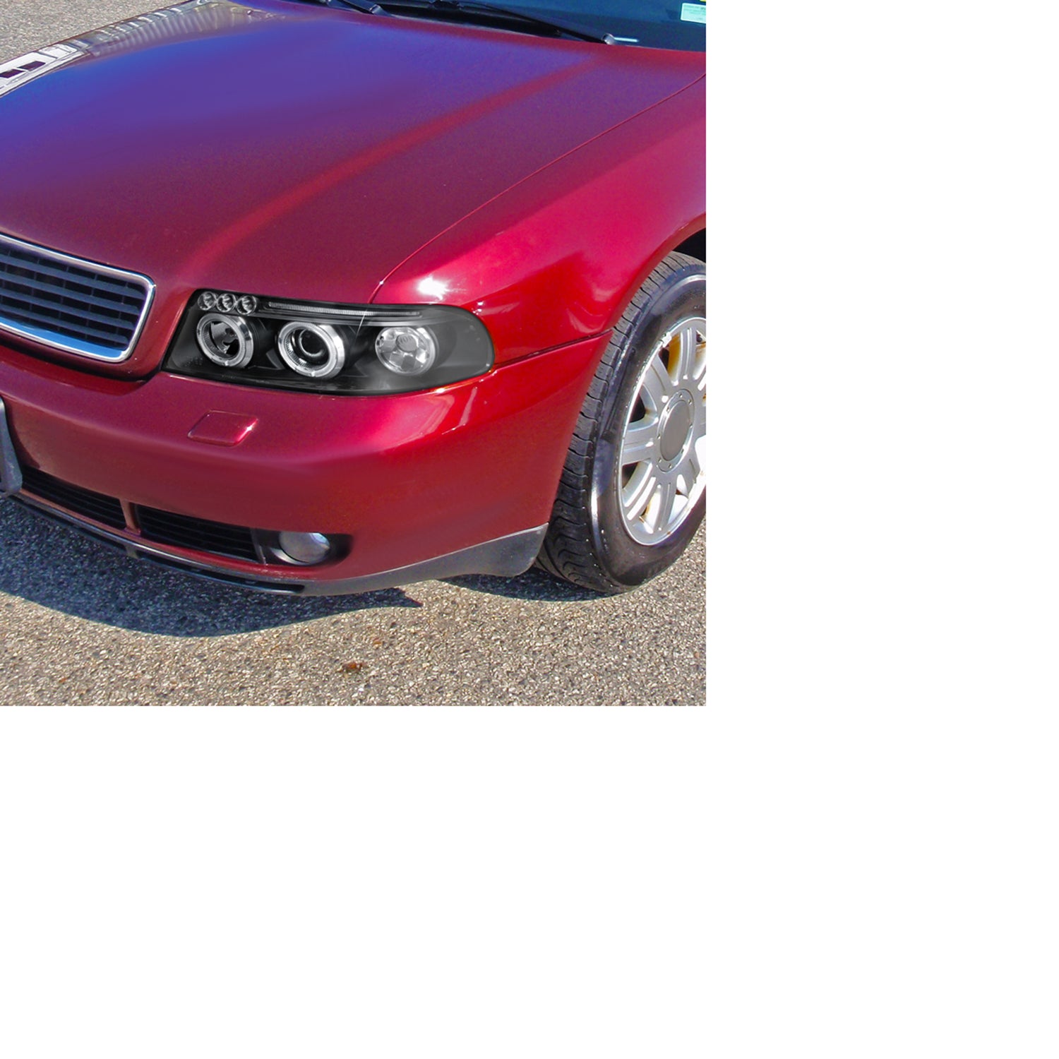 1999-2001 Audi A4/S4 Dual Halo Projector Headlights Matte Black/Clear Lens