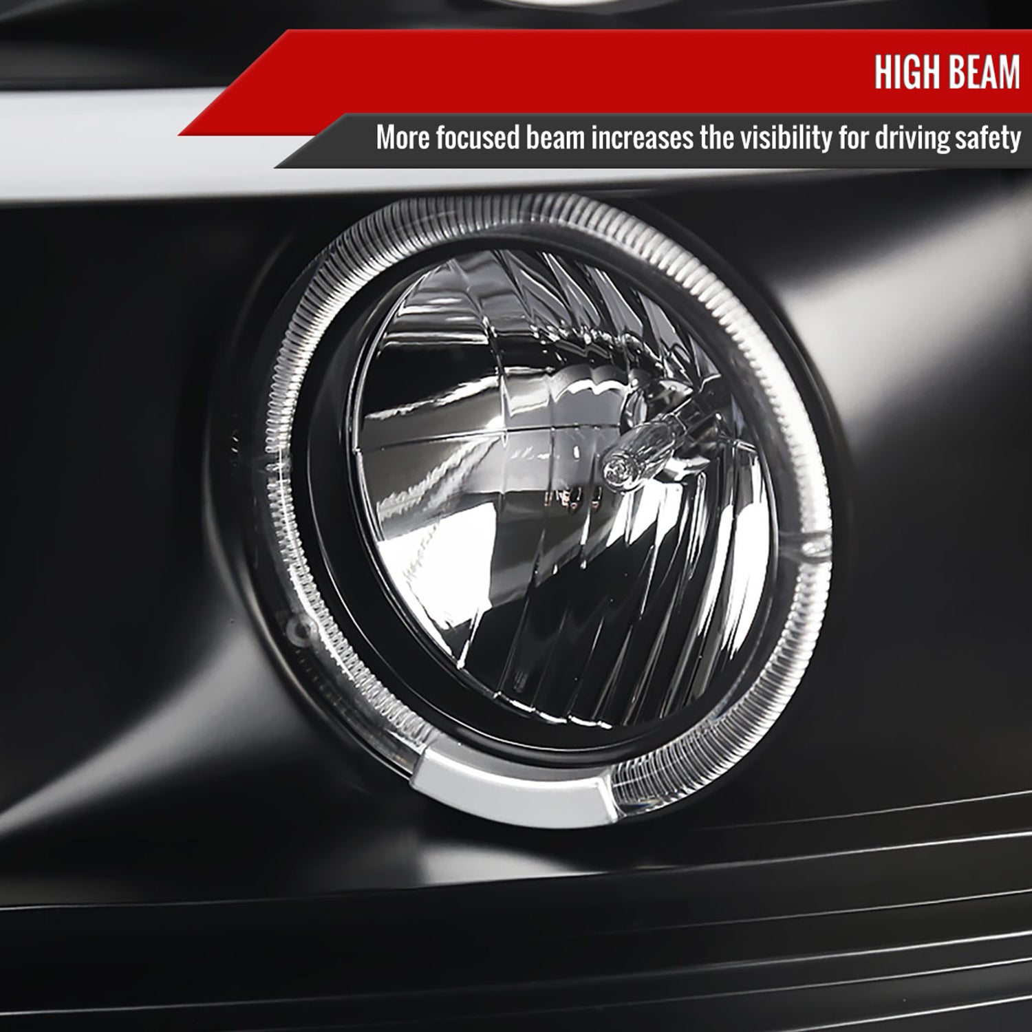 2007-2013 Chevy Silverado 1500 2500HD 3500HD Dual Halo LED Headlights Black