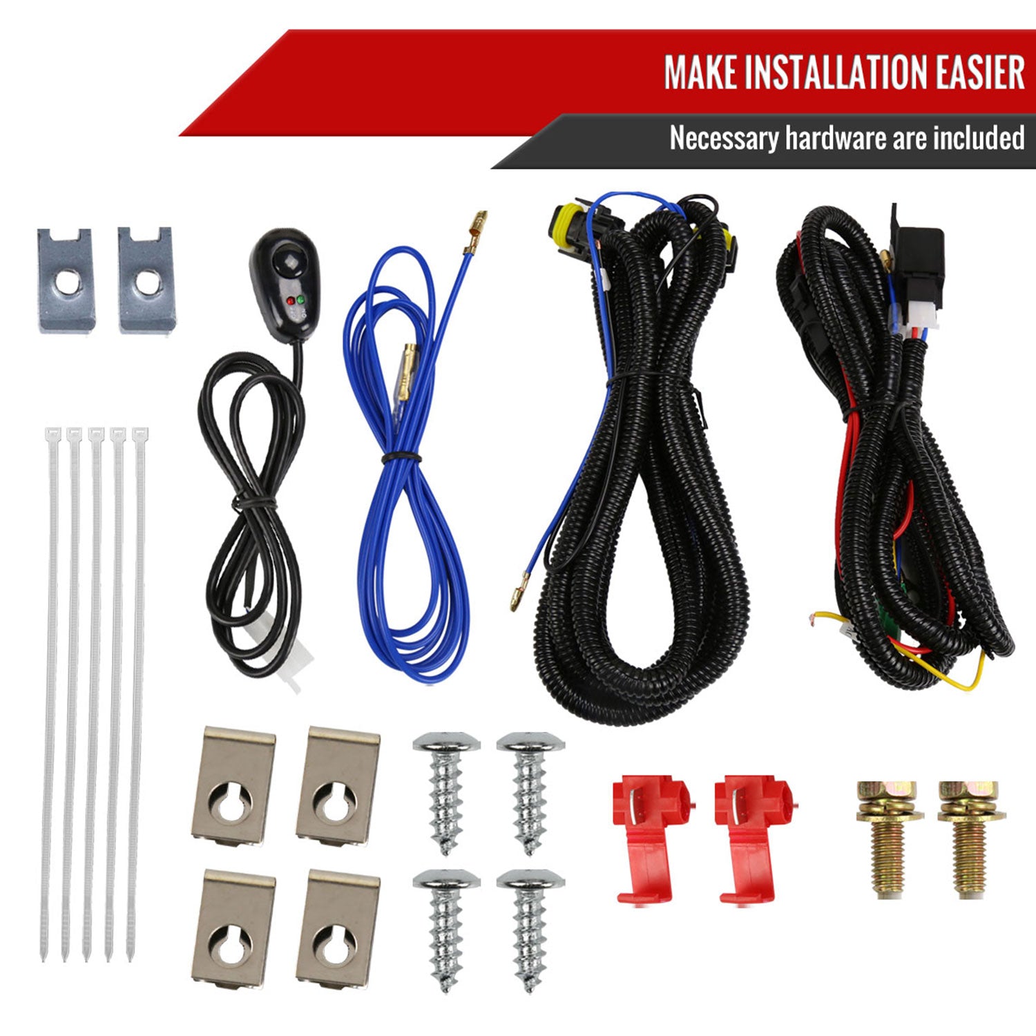 1999-2004 Ford Mustang 899 Fog Lights Kit Switch & Wiring Harness Chrome/Smoke