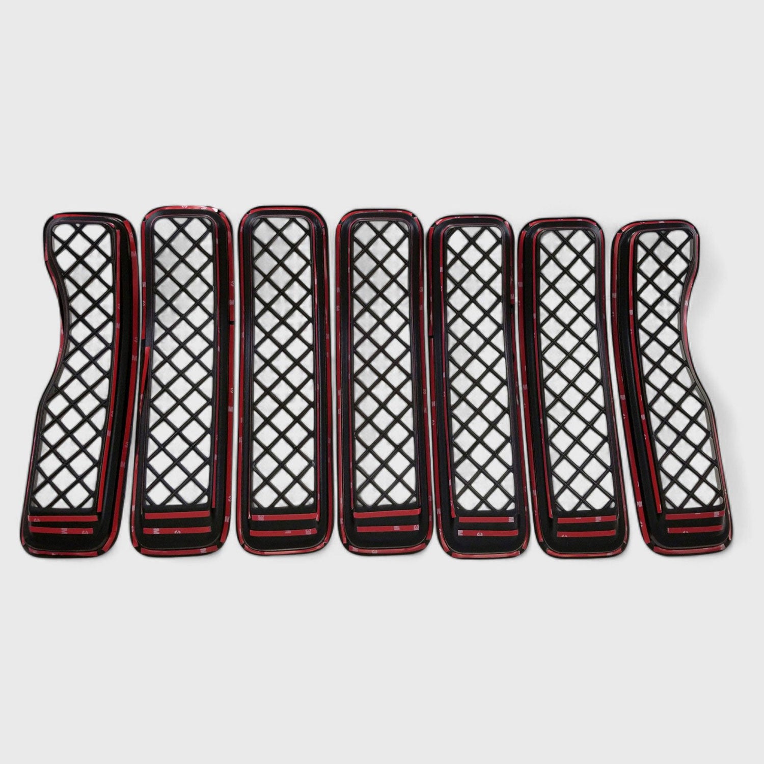 2018-2023 Jeep Wrangler JL Grille Overlay Gloss Black 7Pcs ABS Plastic