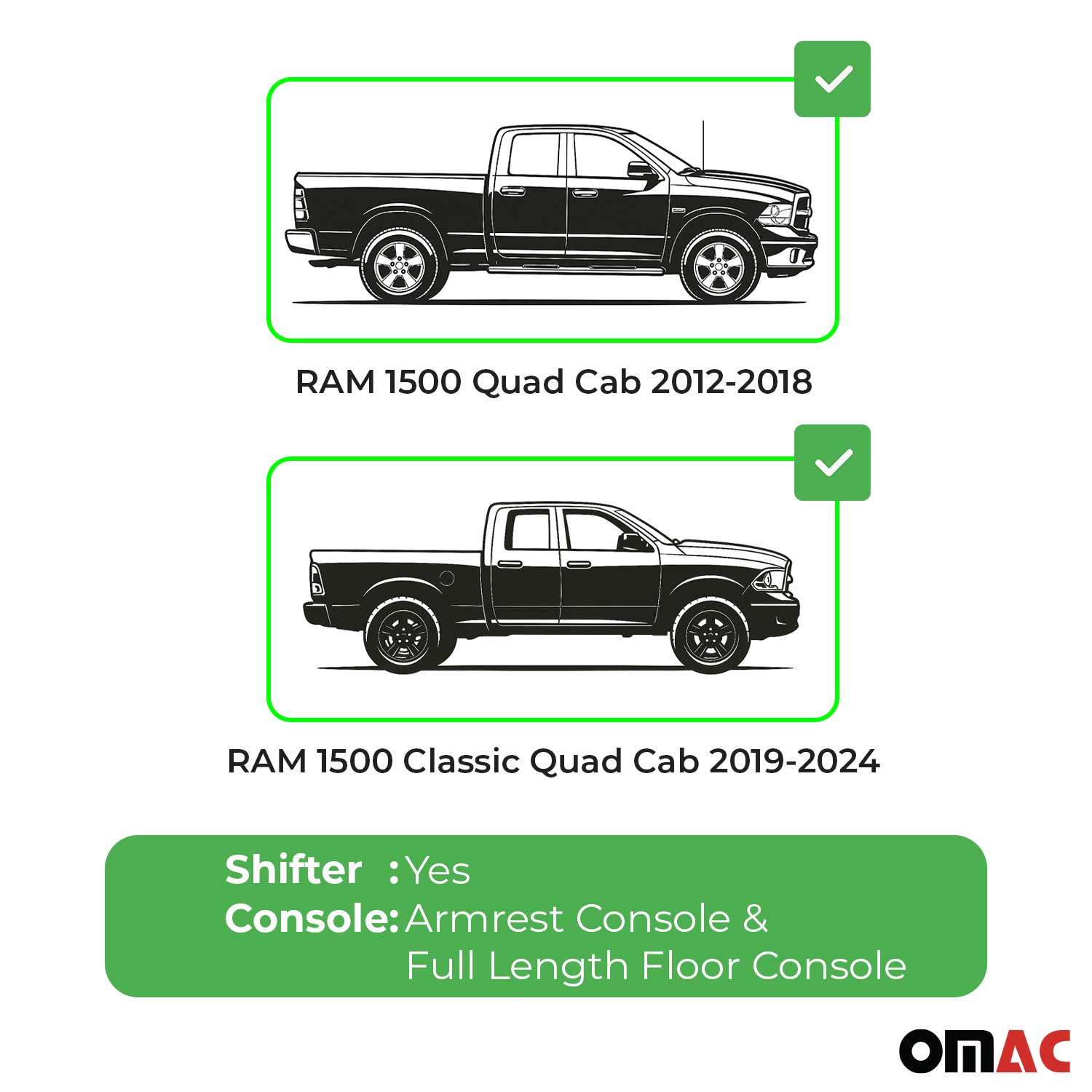 2012-2024 RAM 1500 / 1500 Classic Quad Cab Premium Floor Mats Liners Full Set All Weather Heavy Duty