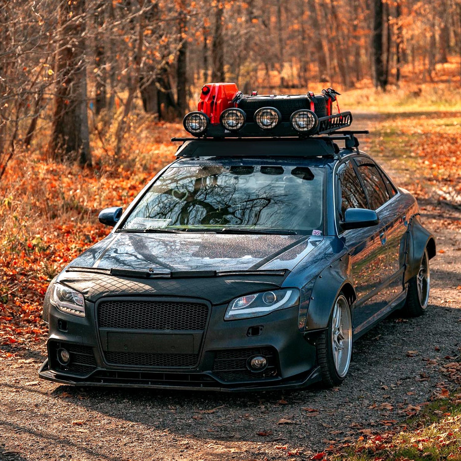 2006-2008 Audi A4 R8 Style LED Light Bar Projector Headlights Matt Black/Clear