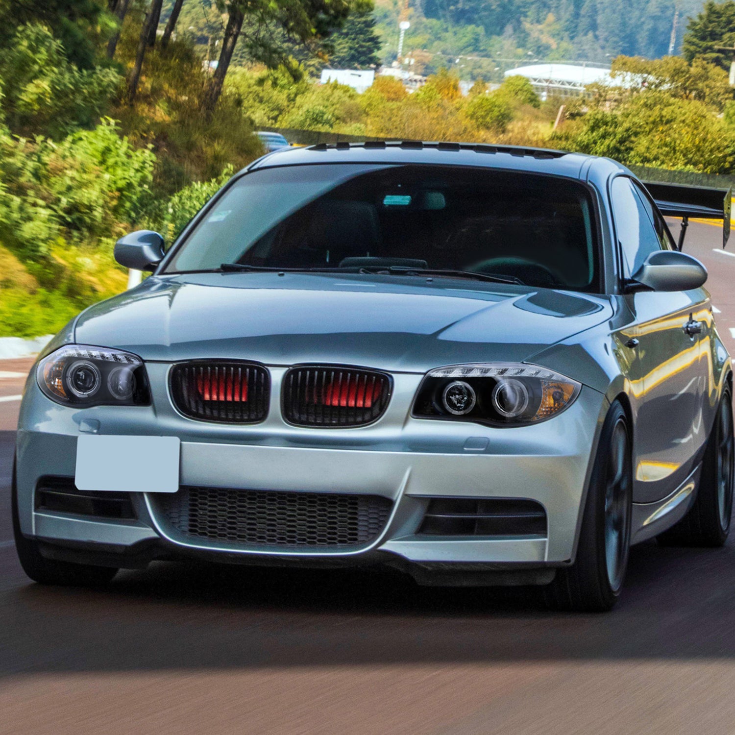 2004-2013 BMW E81 E82 E87 E88 Dual Halo Projector Headlights LED Light Black