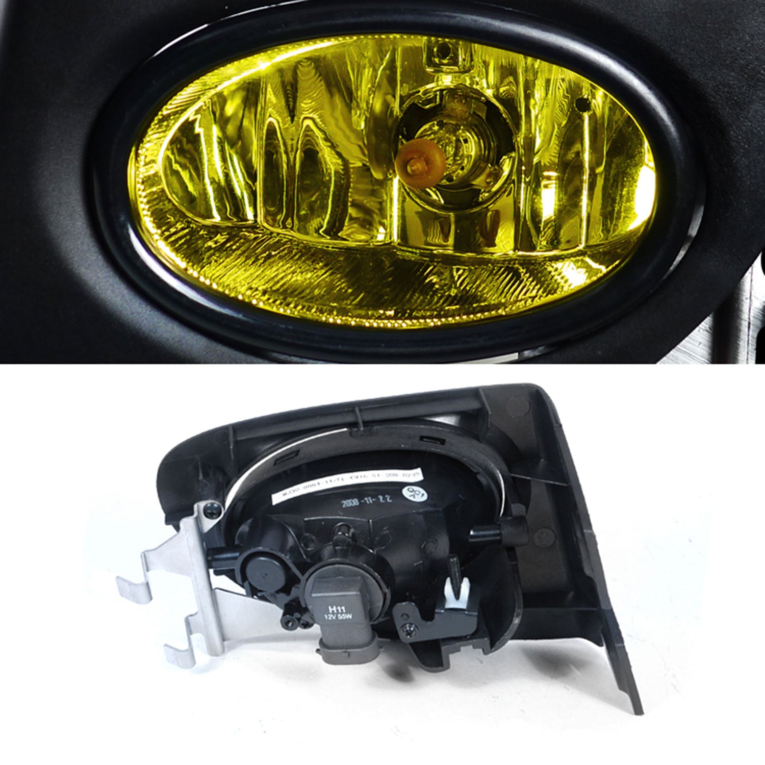 2002-2005 Honda Civic Si EP3 H11 Fog Lights Kit Chrome Housing/Yellow Lens