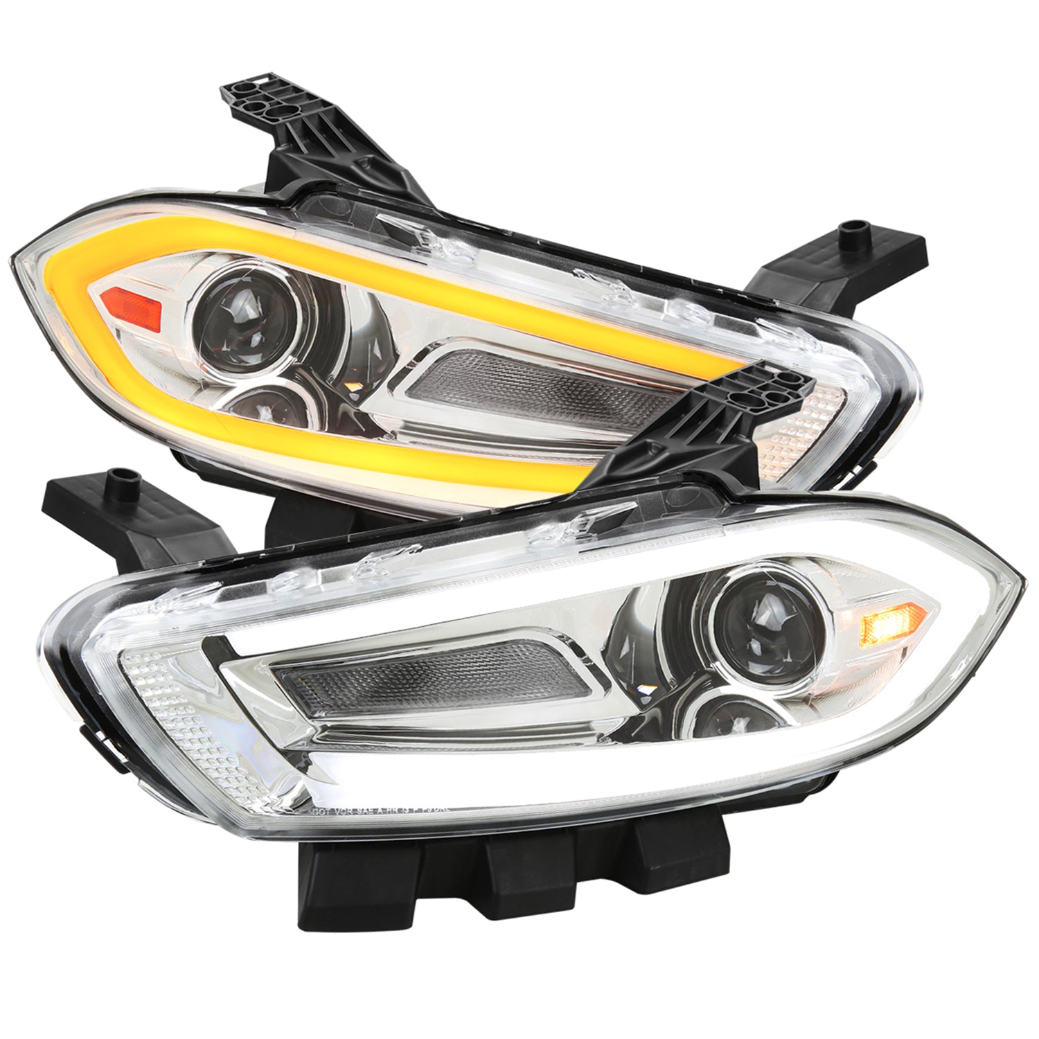2013-2016 Dodge Dart Sequential Animated LED Bar Projector Headlights Chrome