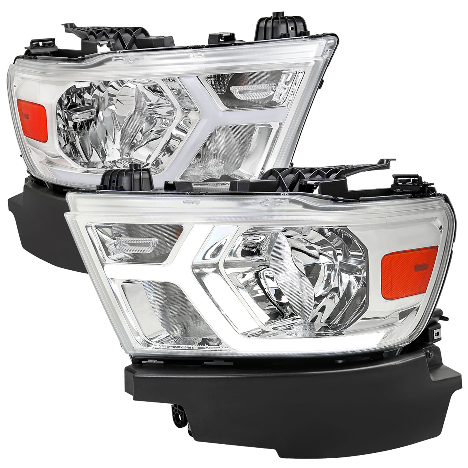 2019-2024 Dodge RAM 1500 Animated LED Bar Factory Headlights Chrome/Clear