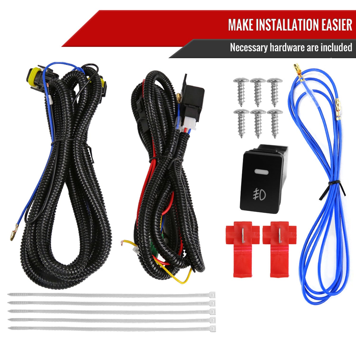 2015-2017 Toyota Yaris 2/4DR H11 Fog Lights Kit Switch & Wiring Harness Chrome