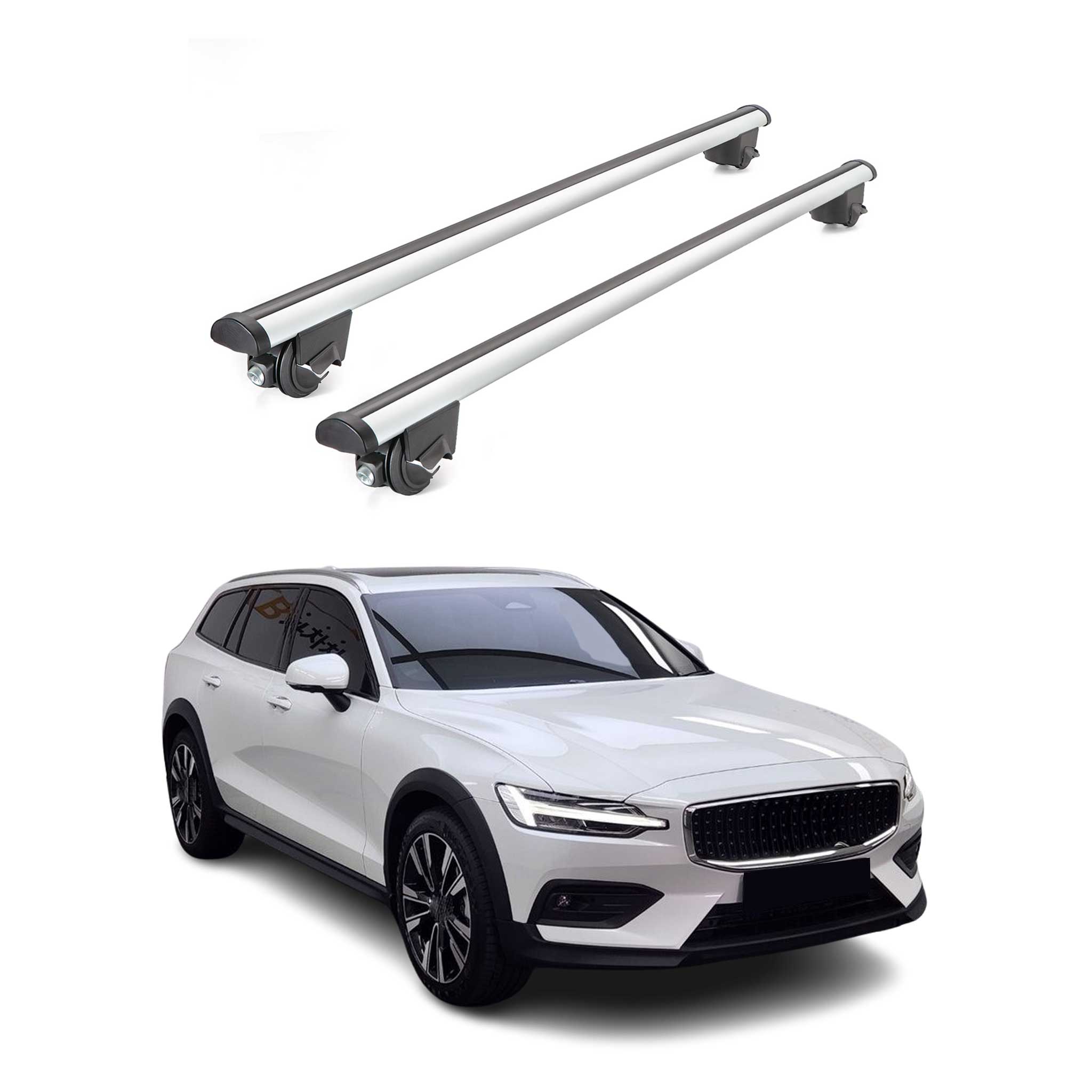 2020-2024 Volvo V60 Cross Country Roof Rack Cross Bars Silver