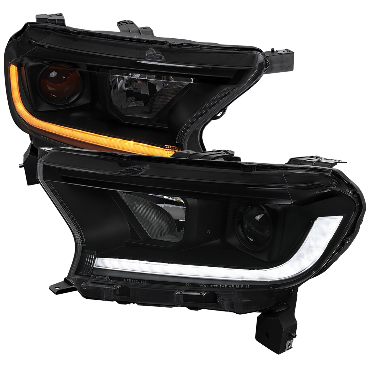 2019-2022 Ford Ranger Sequential LED Bar Projector Headlights Matt Smoke