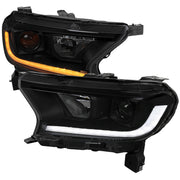 2019-2022 Ford Ranger Sequential LED Bar Projector Headlights Matt Smoke