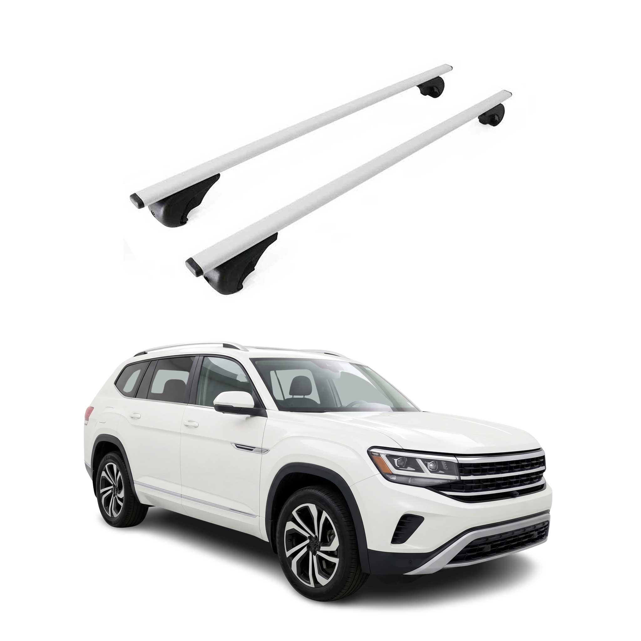 Roof Racks Cross Bars Luggage Durable for Volkswagen Atlas 2018-2026 Metal Gray