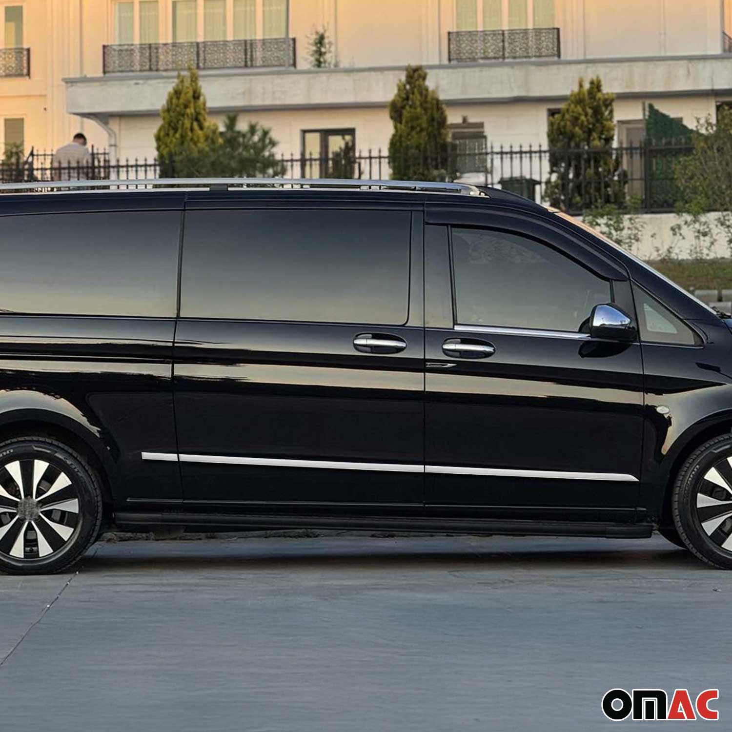 2016-2024 Mercedes Metris Long Wheelbase Side Door Molding Trim Skirt Garnish Stainless Steel