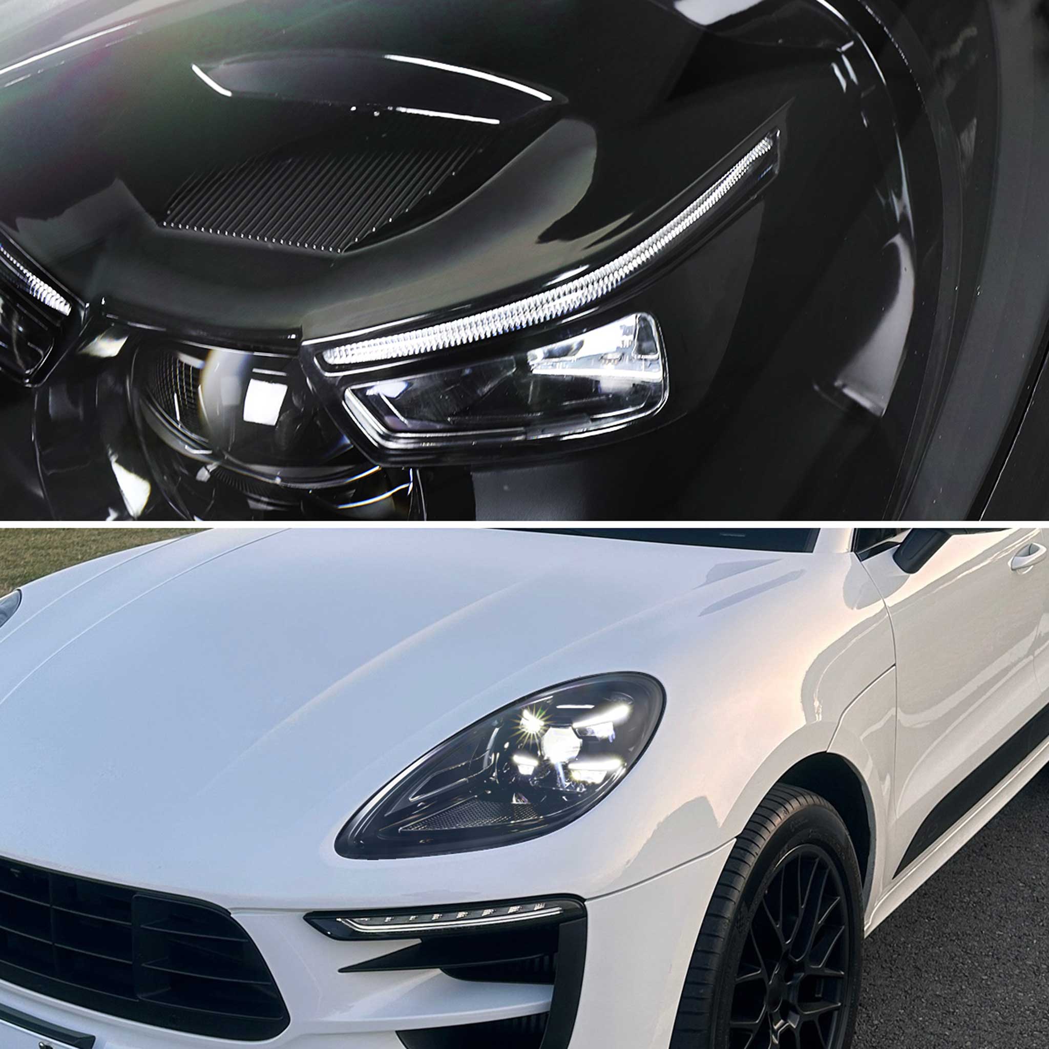For Porsche Macan 95B.1 2015-2018 Matrix LED Projector Headlights DRL Non-Dynamic Black Clear Glossy Trim