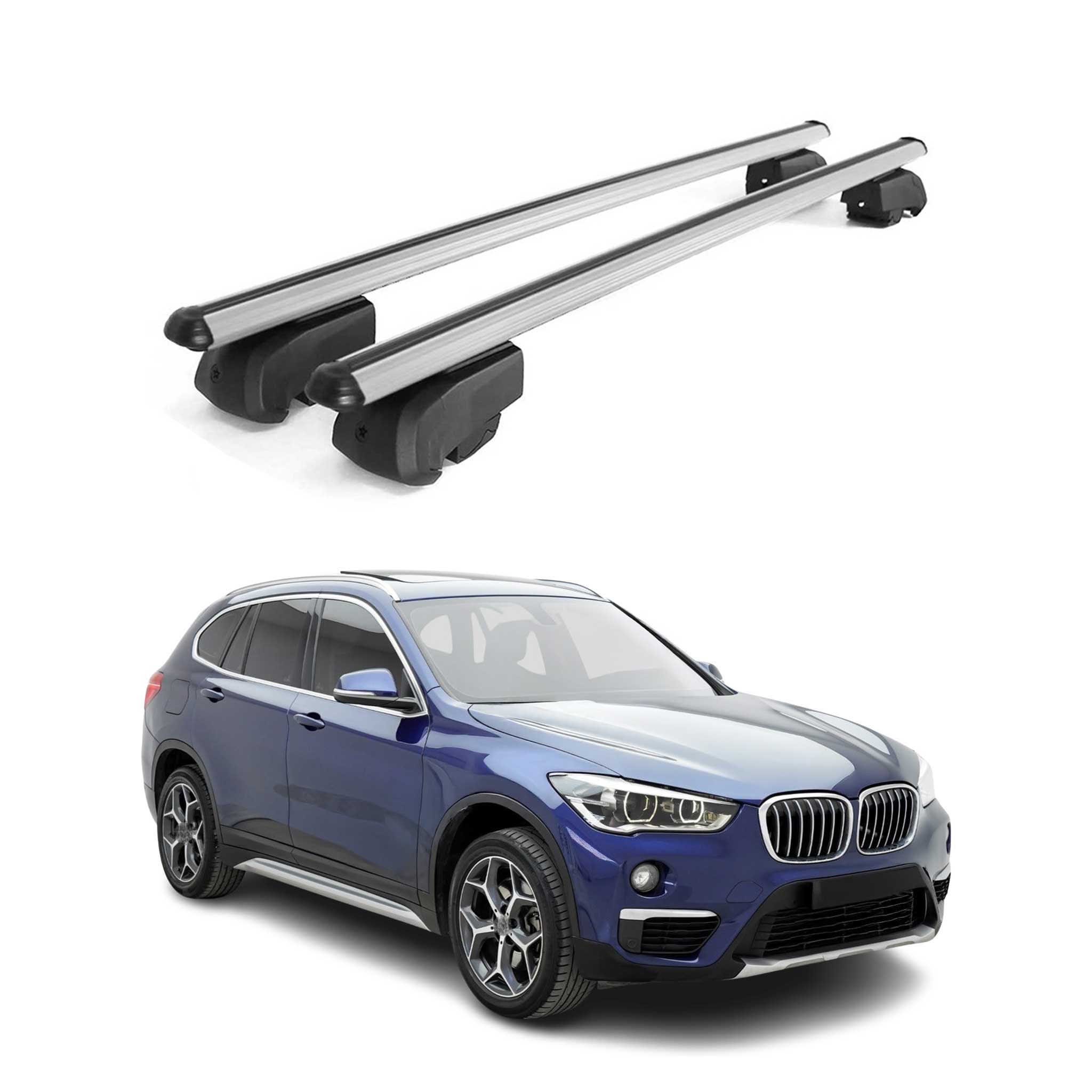2016-2022 BMW X1 F48 Roof Rack Cross Bars Black Carrier 2 Pcs