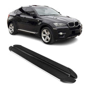 2008-2014 BMW X6 E71 Running Boards Side Steps Silver & Black