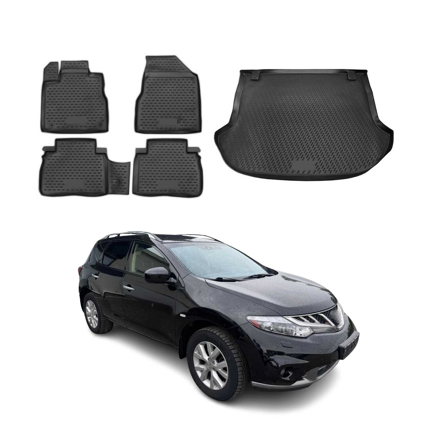 2009-2014 Nissan Murano Floor Mats & Cargo Liner Full Set All Weather Black