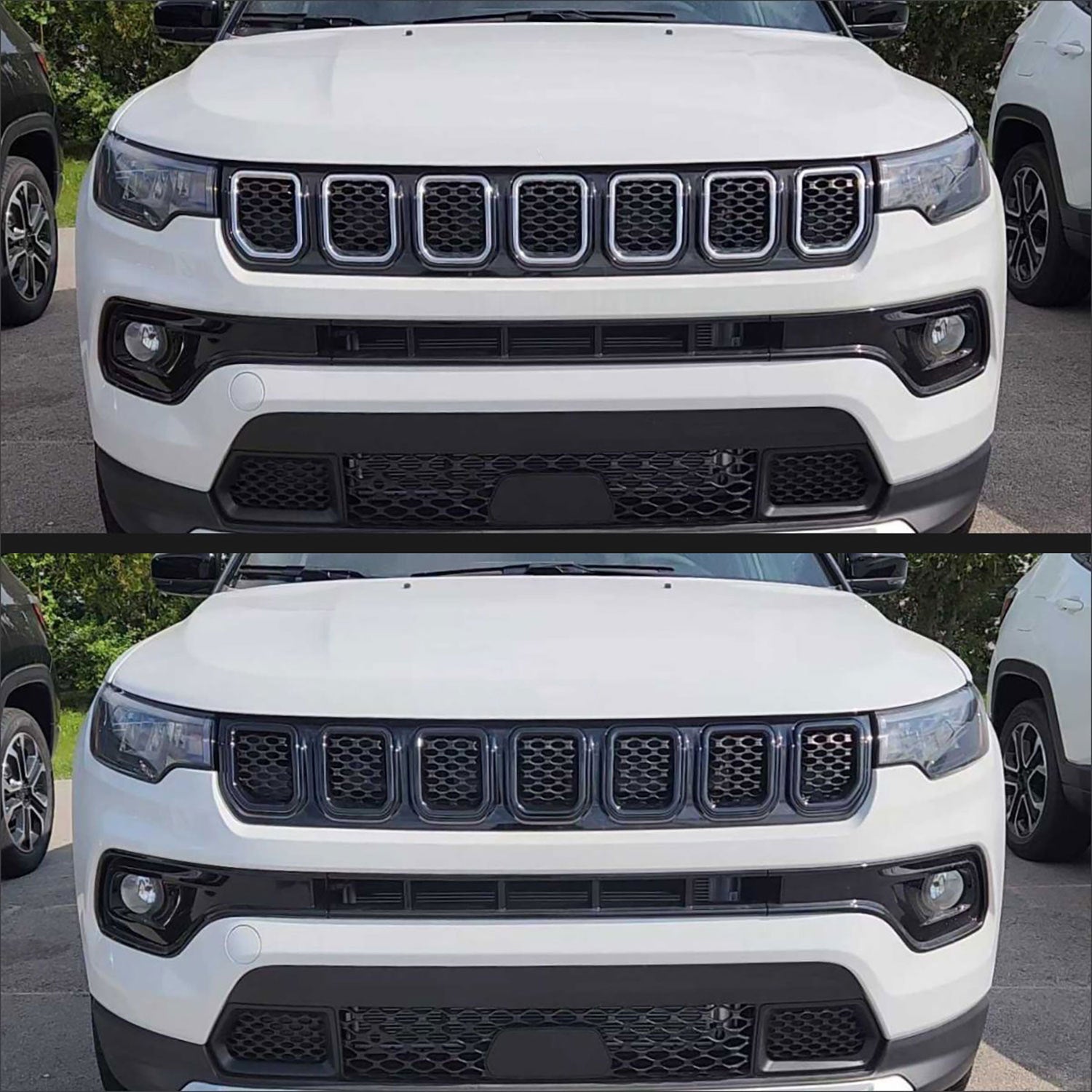2022-2024 Jeep Compass Grille Overlay Gloss Black 7Pcs ABS Plastic