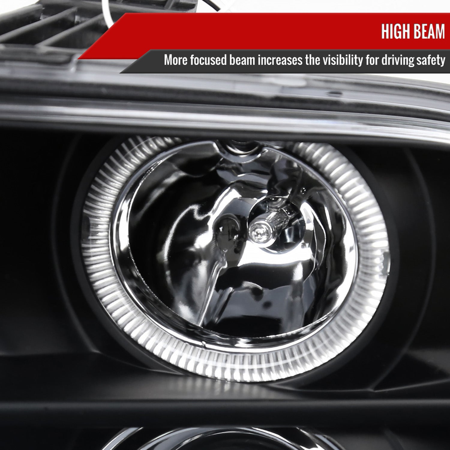 2005-2009 Ford Mustang Halo Projector Headlights LED Light Strip Matt Black