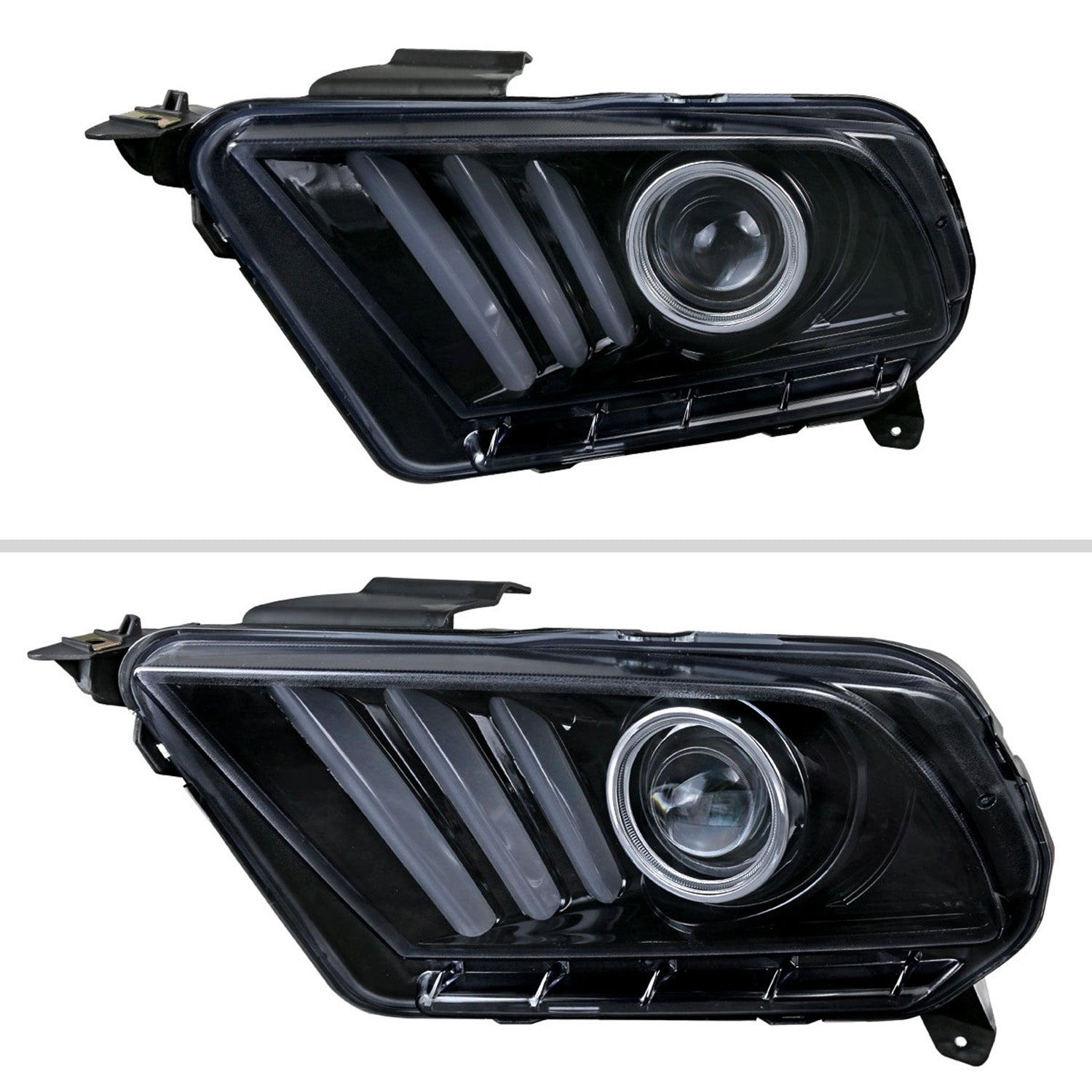 2010-2014 Ford Mustang LED Bar Projector Headlights Turn Signals Black