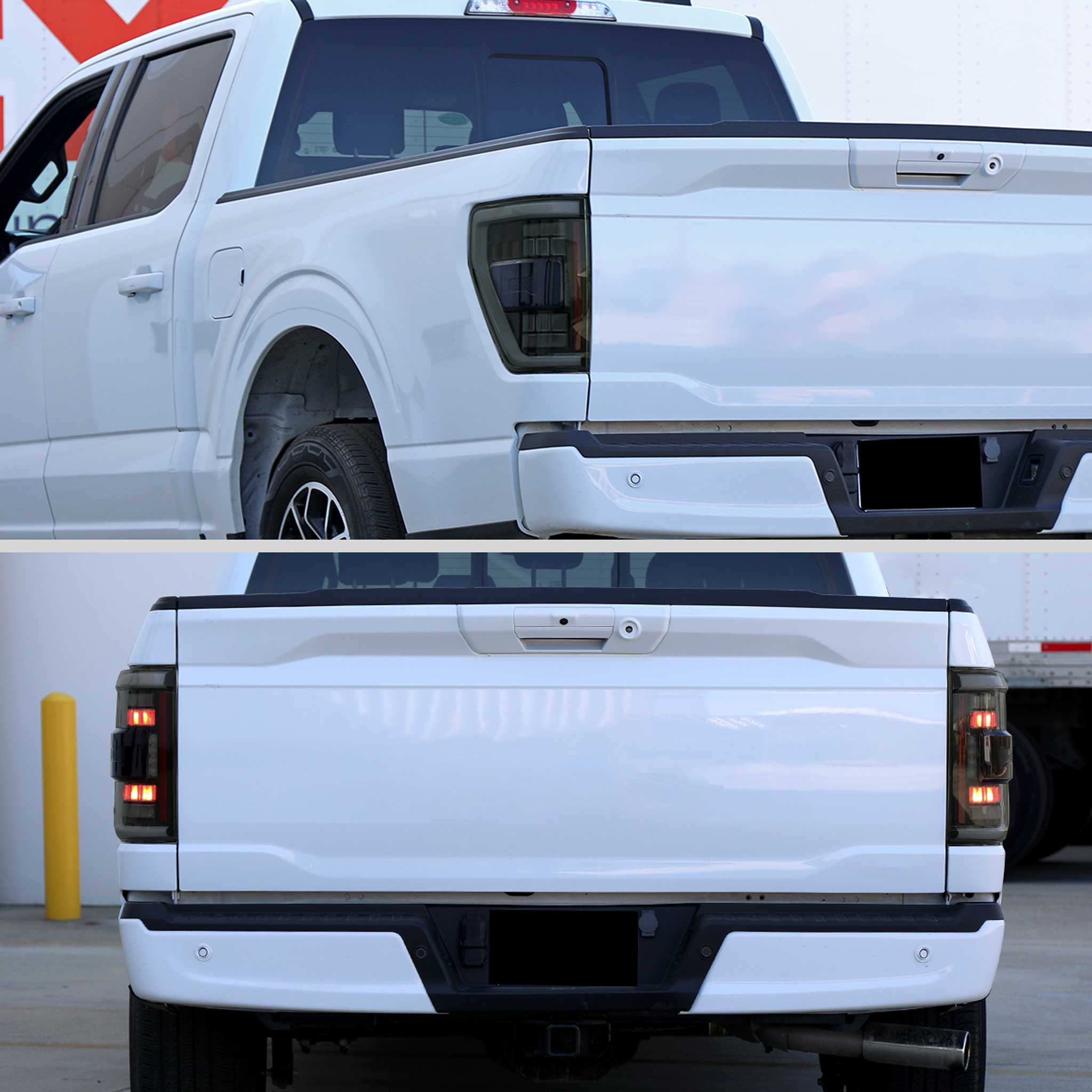 For Ford F-150 2021-2023 Ful LED Tail Light Black Housing Smoked Lens