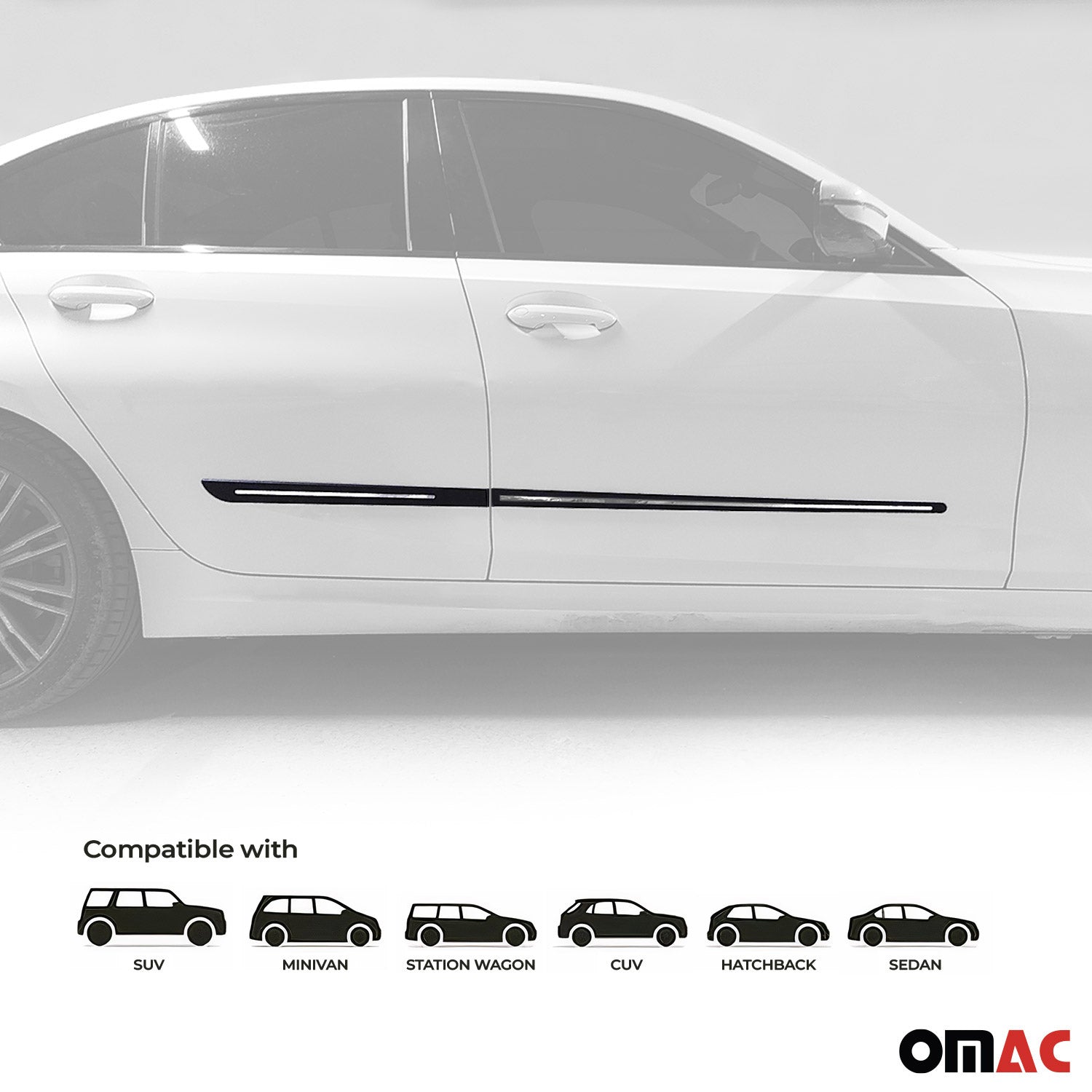 GMC Side Door Molding Trim Skirt Garnish Stainless Steel Silver 4 Pcs