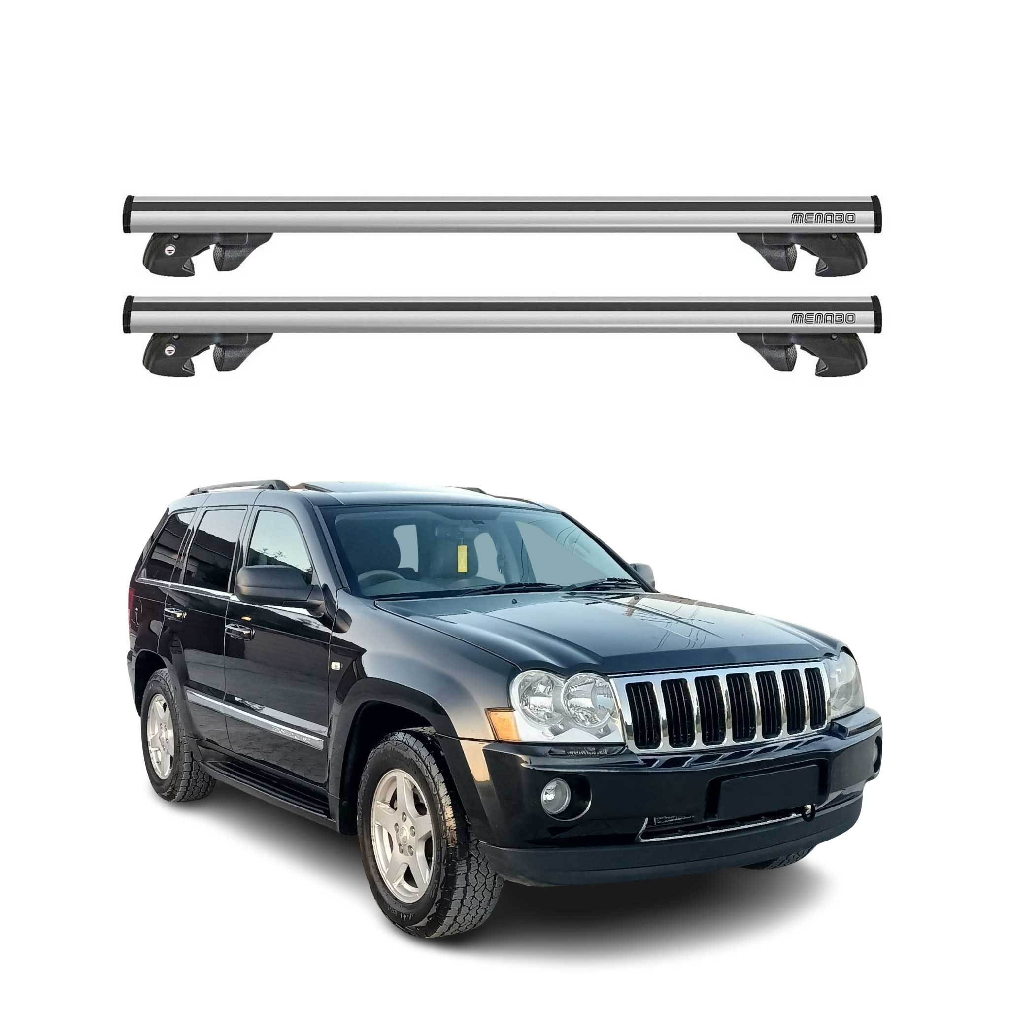 2005-2010 Jeep Grand Cherokee Roof Rack Cross Bars Silver
