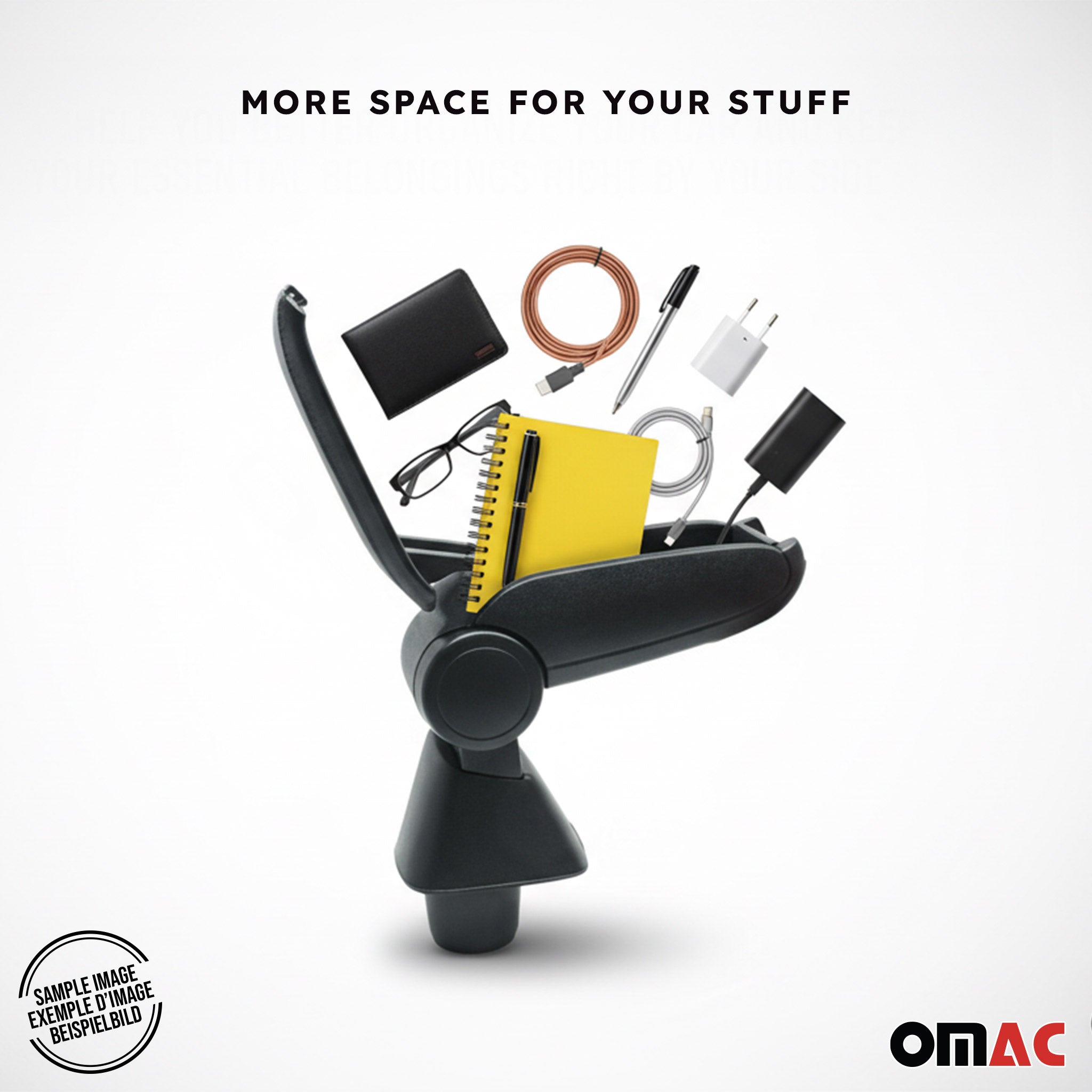 2015-2018 Ford Focus Black Center Console Armrest Plastic PU Leather 1Pc