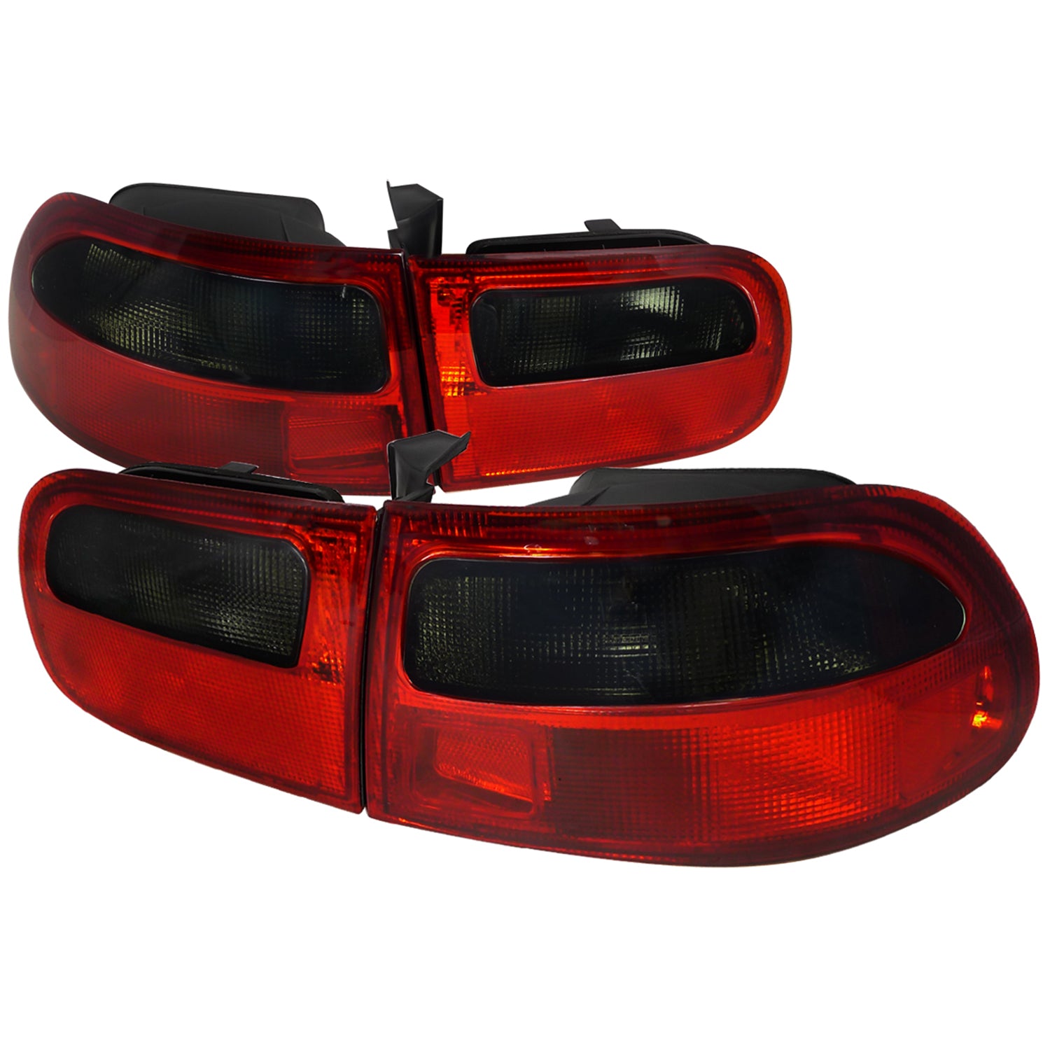 1992-1995 Honda Civic 3DR Hatchback Tail Lights Chrome/Red Smoke Lens
