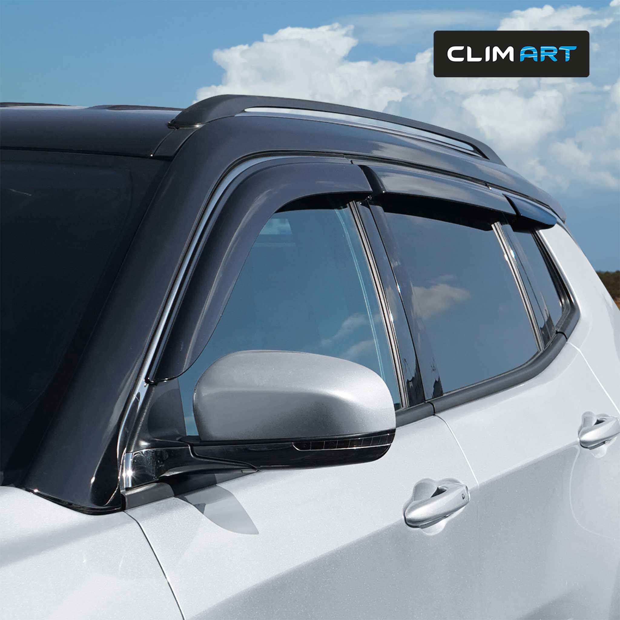 Clim Art Wind Deflectors for Jeep Compass 2017-2026 Tape-On Dark Smoke 6Pcs