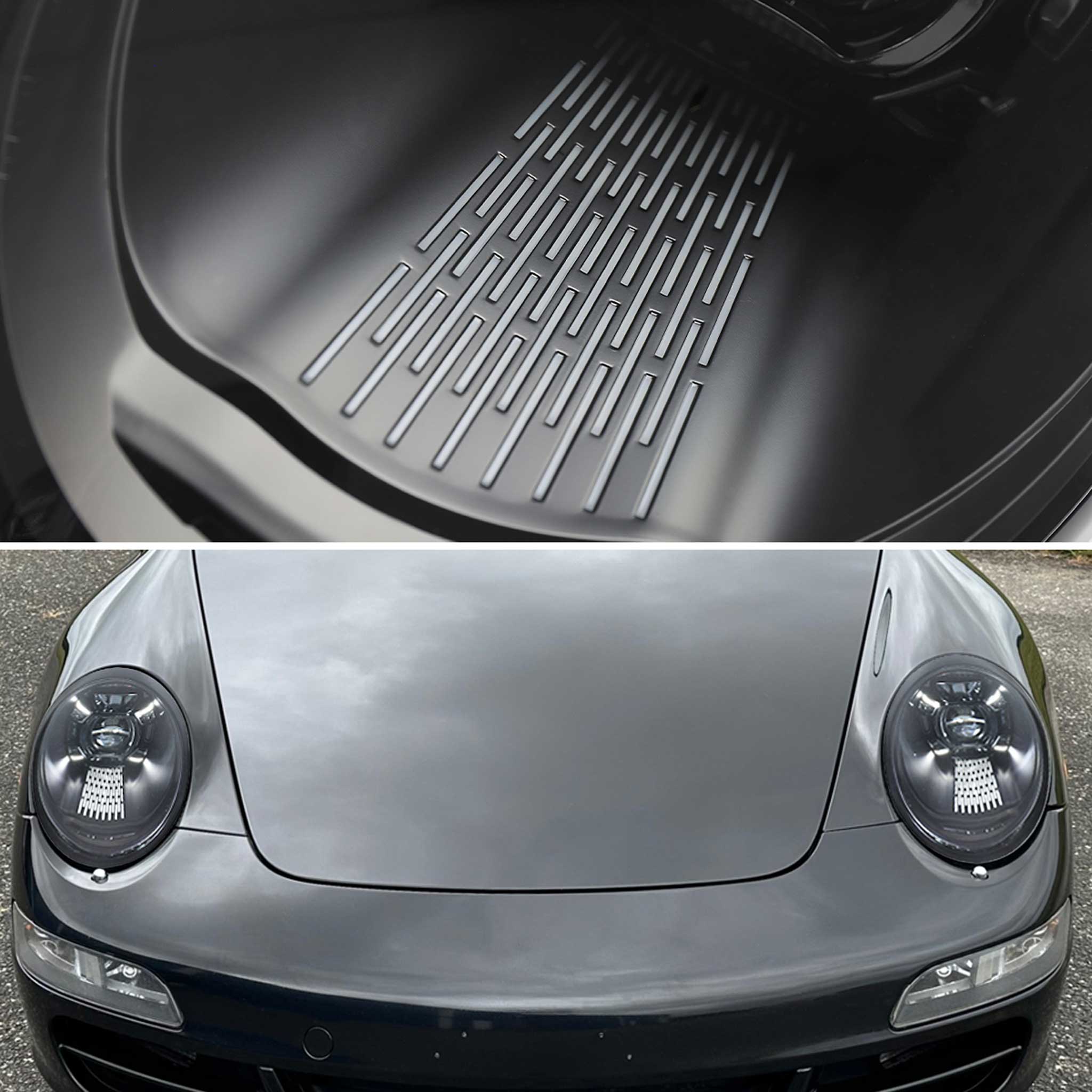 For Porsche 911 997.1 2005-2008 LED Projector DRL Headlights Matte Black Housing Glossy Black Accents Clear Lens