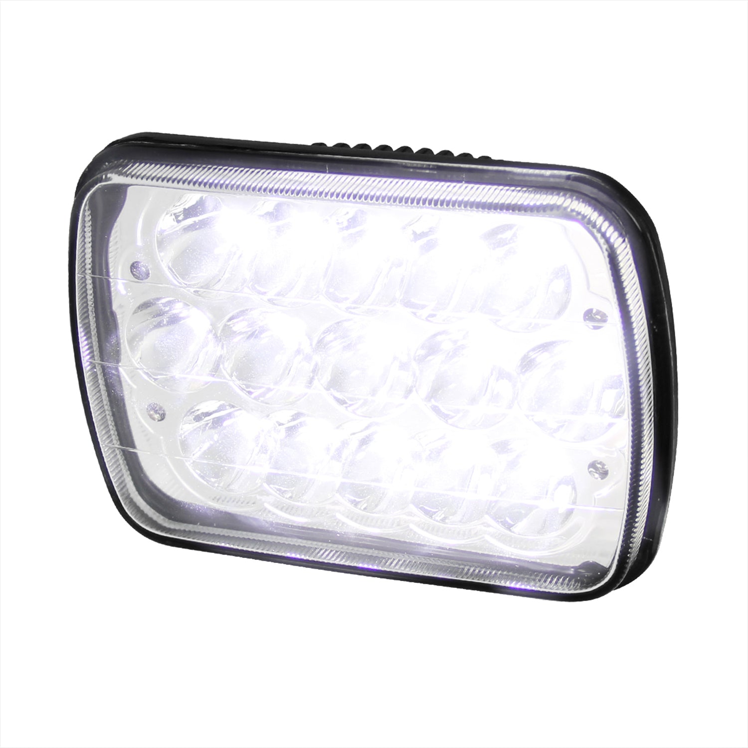 Universal 7"x6" 15-LED Sealed Beam Headlights w/ H4 Plug Black Alu Housing/PMMA