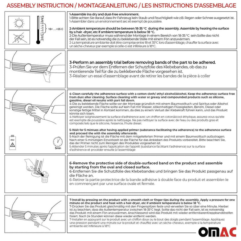 Front Bumper Grill Trim Molding for Fiat 500L Rockstar 2014-2020 Steel Silver - OMAC USA