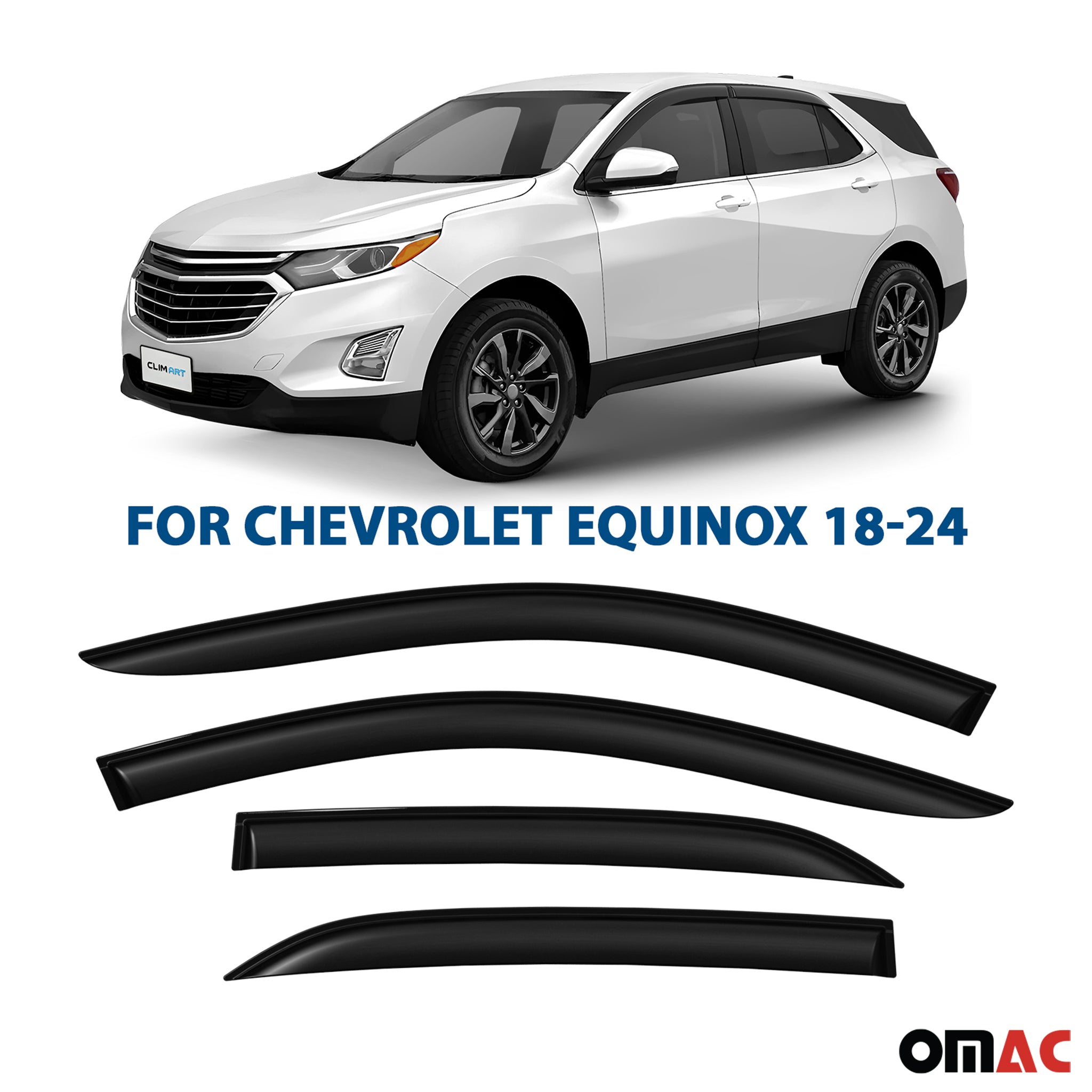 Clim Art Wind Deflectors for Chevrolet Equinox 2018-2024 Shatterproof Smoke 4x