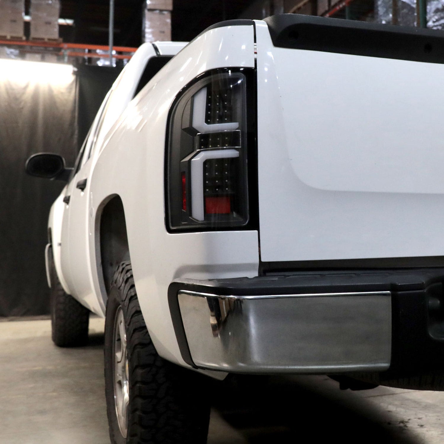 2007-2013 Chevy Silverado 1500 2500HD/3500HD LED Tail Lights White Bar Black