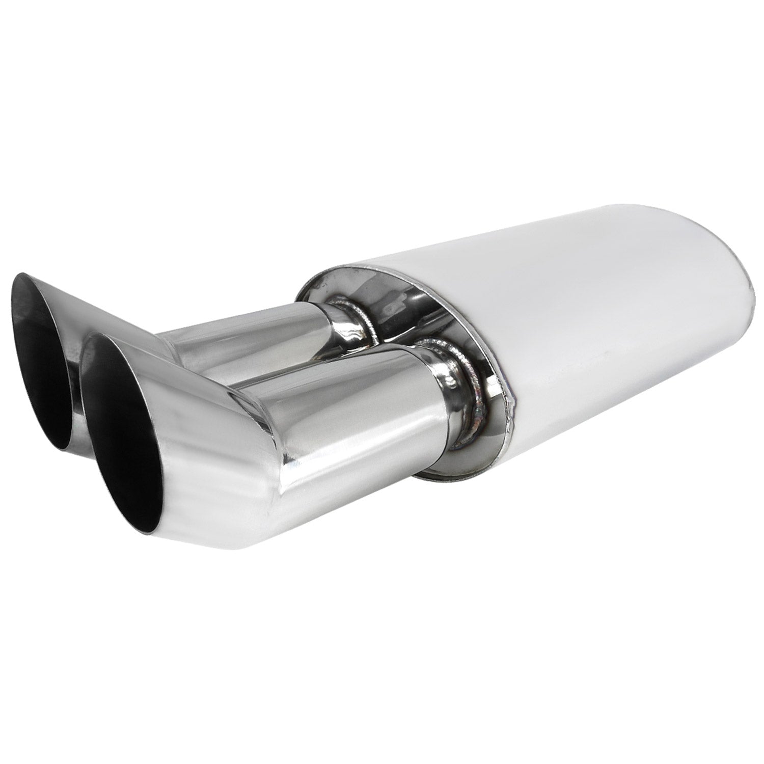 Universal DTM Style 2.5" Inlet/3" Outlet S.Steel Exhaust Muffler w/ Dual Tips