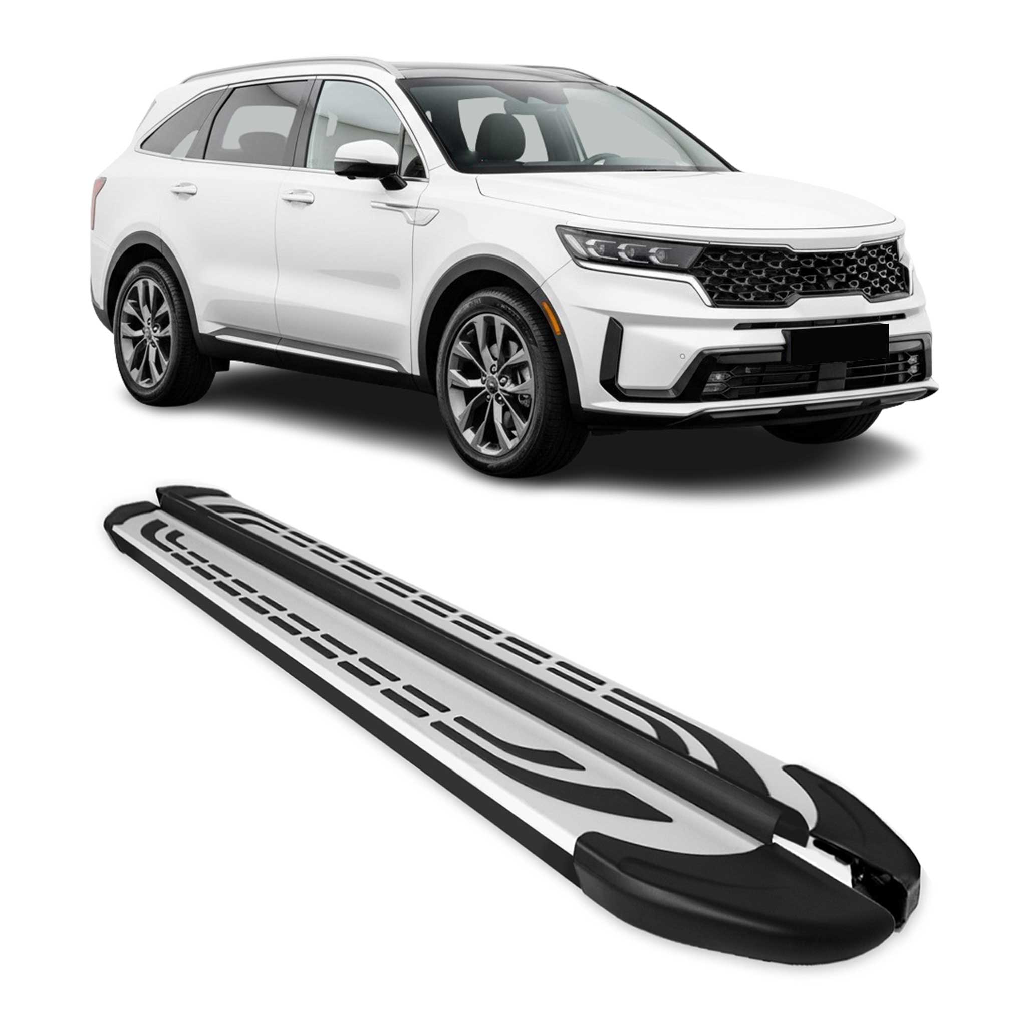 Nerf Bars Side Step Running Boards for Kia Sorento IV 2021-2023 Black Silver