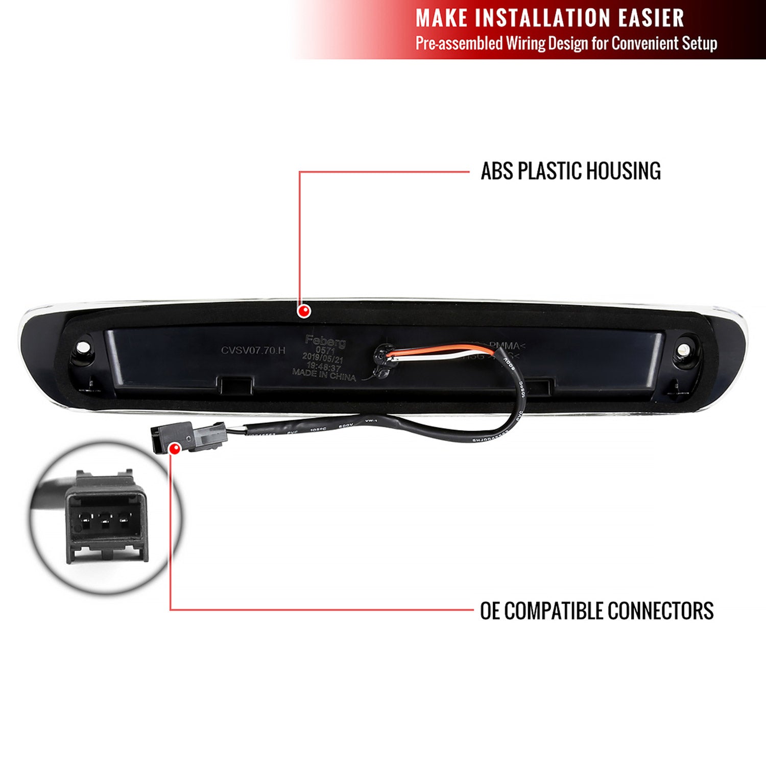 2007-2012 Chevy Silverado/ GMC Sierra LED 3rd Brake Light Chrome/Clear Lens